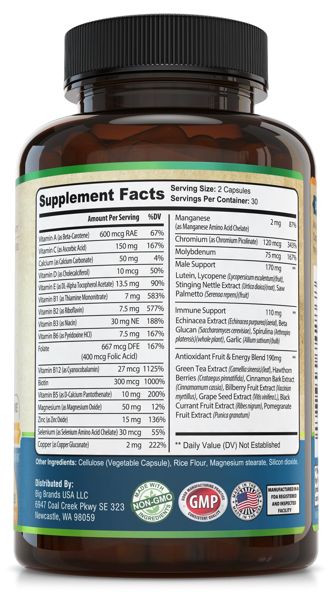 Whole World Wellness Mens Daily Multivitamin Multimineral Supplement for Energy, Focus, Stamina & Performance. Made for Men with 30+ Nutrients, Fruit & Energy Blend. Mens Vitamins, Made in The USA. WHOLE WORLD WELLNESS buy supplements canada