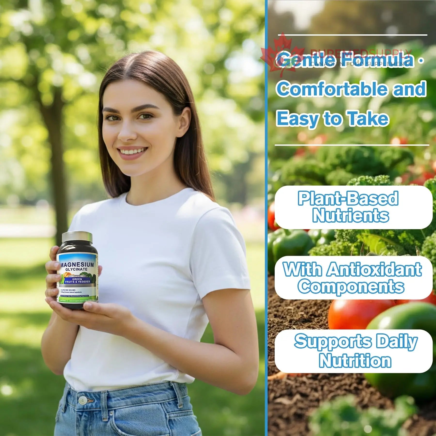 Magnesium Glycinate 500mg with Vitamin D3 – High Absorption Magnesium Supplement with Veggies Design – Supports Bone & Muscle Function and Energy – Non-GMO, Gluten-Free – 120 Veg Capsules FrexNutri buy supplements canada