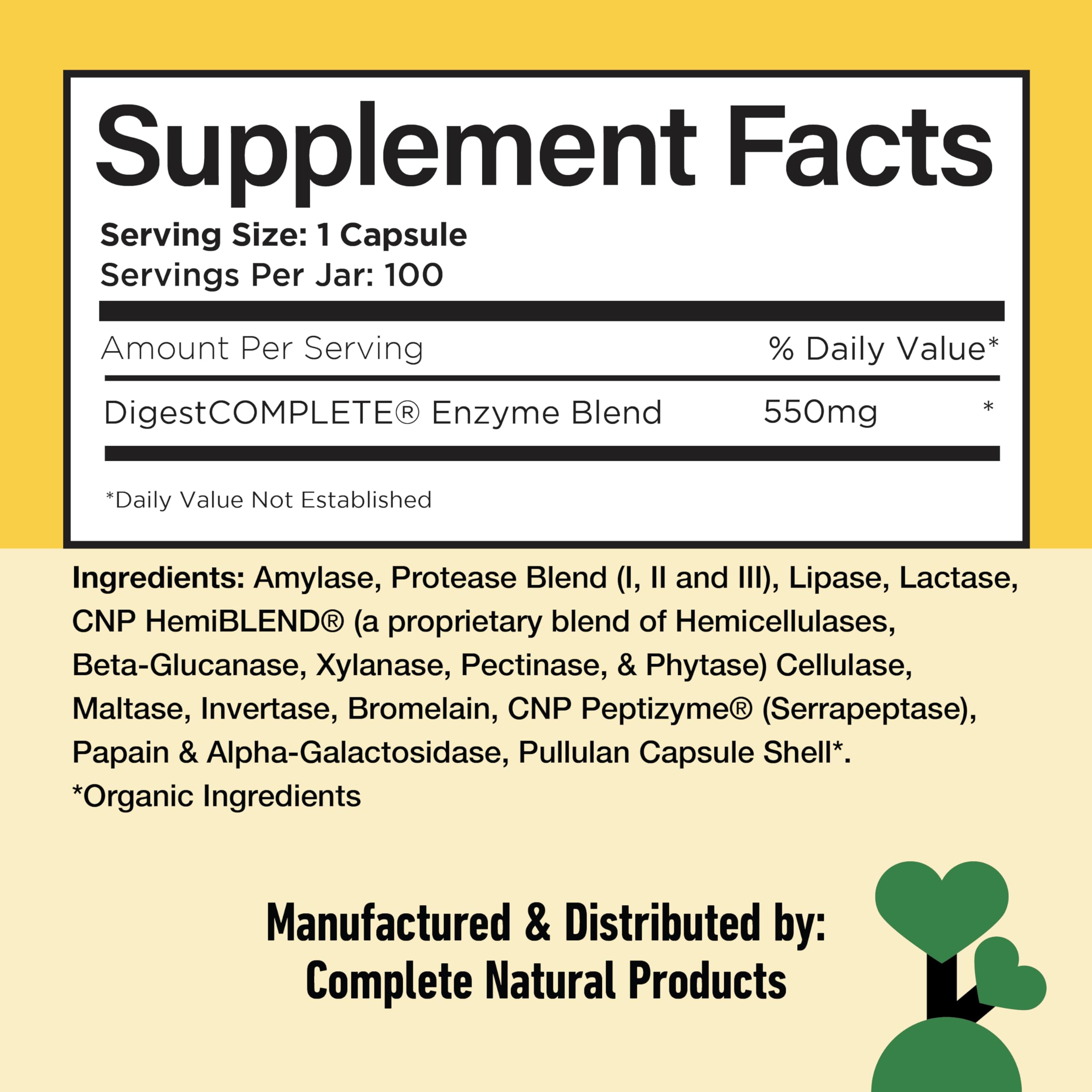 Complete Natural Products Digestive Enzyme Capsules, 550mg, 100ct | Plant-Based Formula Complete Natural Products buy supplements canada