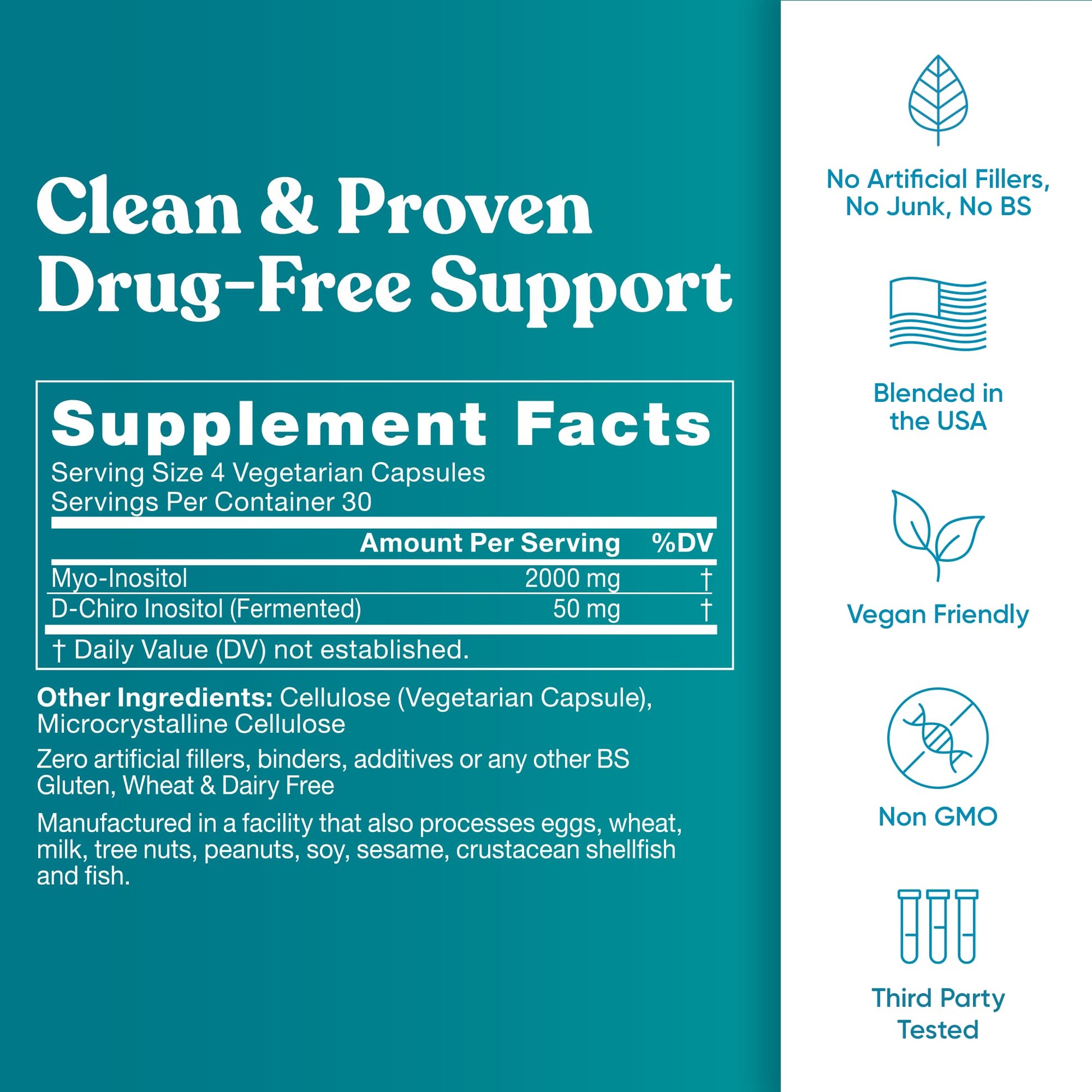 Regulate Cycle Support – Hormone Balance for Women at Optimal 40:1 Myo-Inositol 2000 mg & D-Chiro Inositol 50 mg – Supplement for Period Consistency, Menstrual & Ovulation Support – 120 Vegan Capsules Eu Natural buy supplements canada