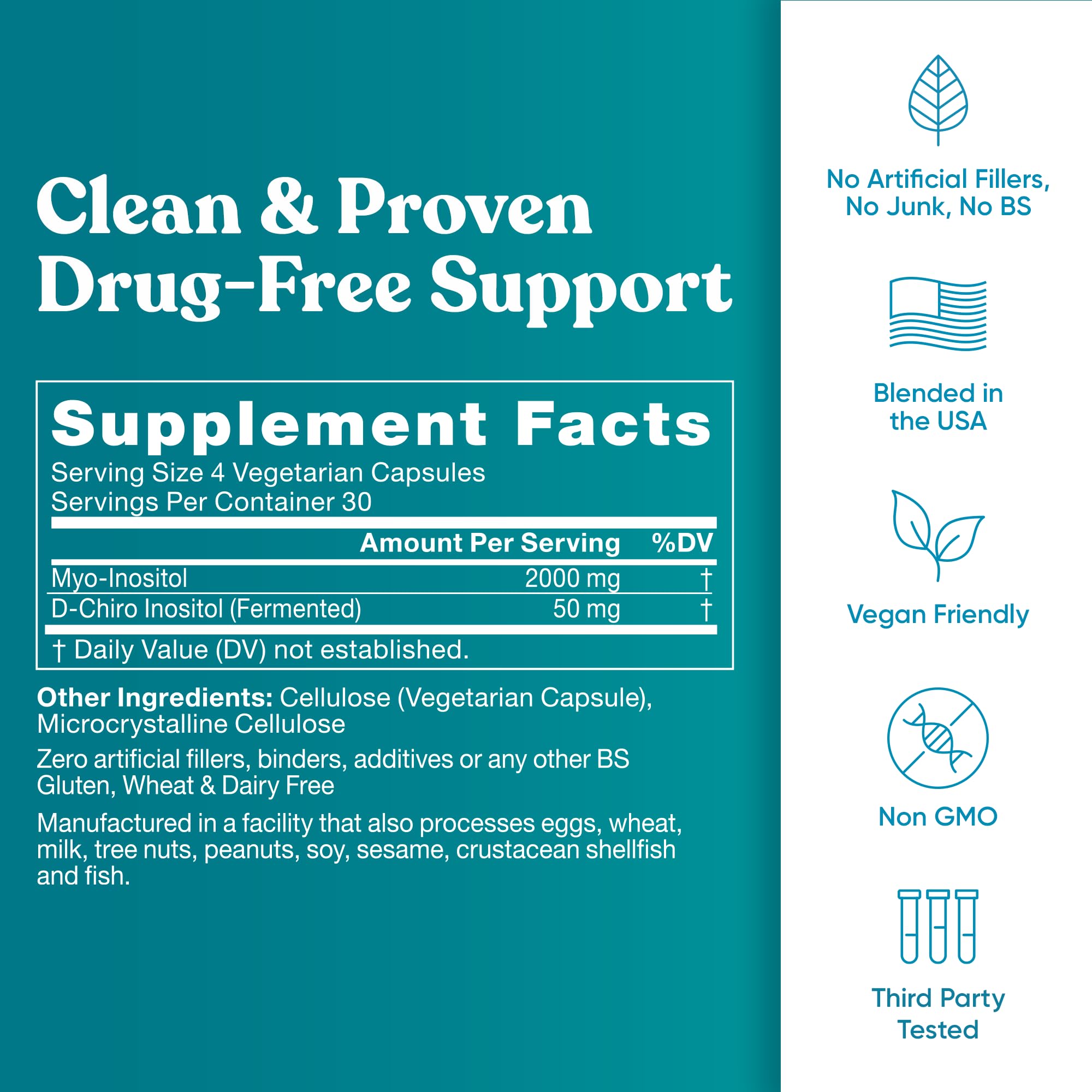 Regulate Cycle Support – Hormone Balance for Women at Optimal 40:1 Myo-Inositol 2000 mg & D-Chiro Inositol 50 mg – Supplement for Period Consistency, Menstrual & Ovulation Support – 120 Vegan Capsules Eu Natural buy supplements canada