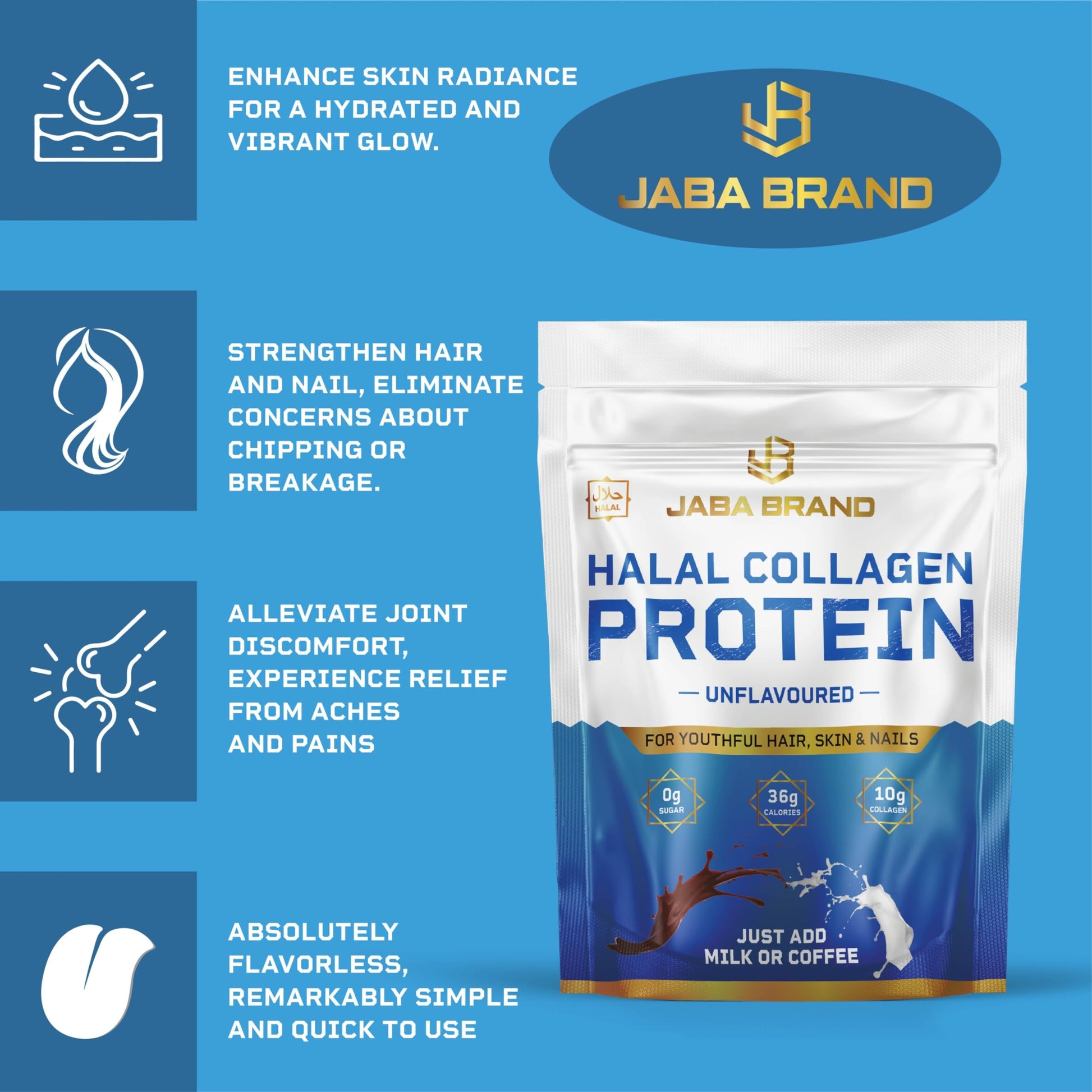 JABA BRAND - Halal Bovine Collagen Protein Powder for Hair, Nails, Joints and Skin JABA BRAND buy supplements canada