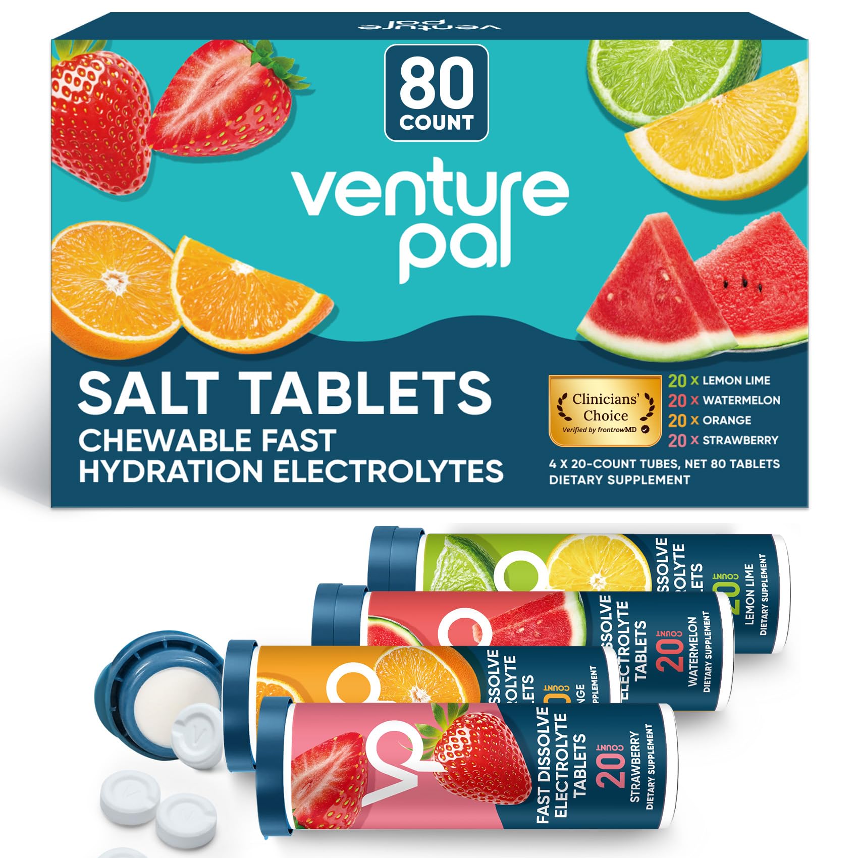 Venture Pal Chewable Electrolyte Tablets, 80 Count Fast-Dissolve Sugar-Free Stick Salt Tablets,Gluten Free – Variety Pack for Rapid Hydration, Outdoor Running, Venture Pal buy supplements canada
