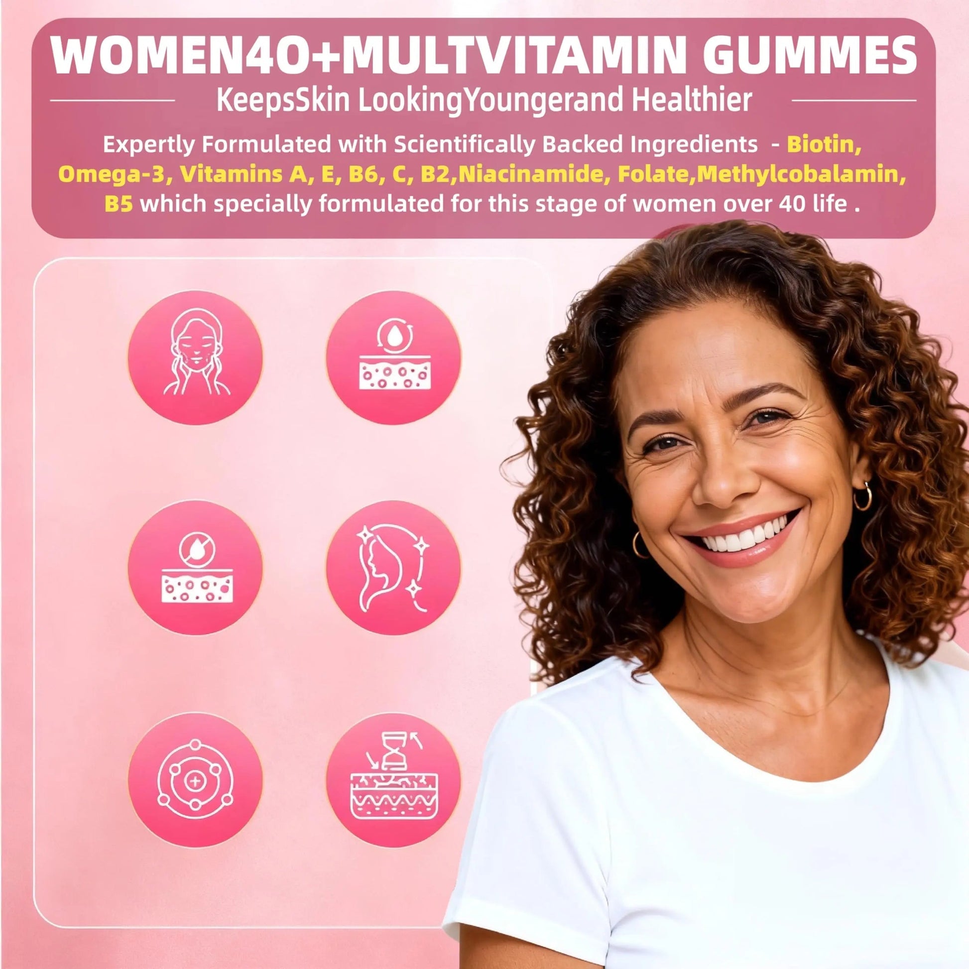 Multivitamin for Women Gummies for 40+ with Omega-3, Niacinamide, B-Complex, Lutein, Iron, Choline, Phosphatidylserine, Vitamin D3 Lerinettia buy supplements canada