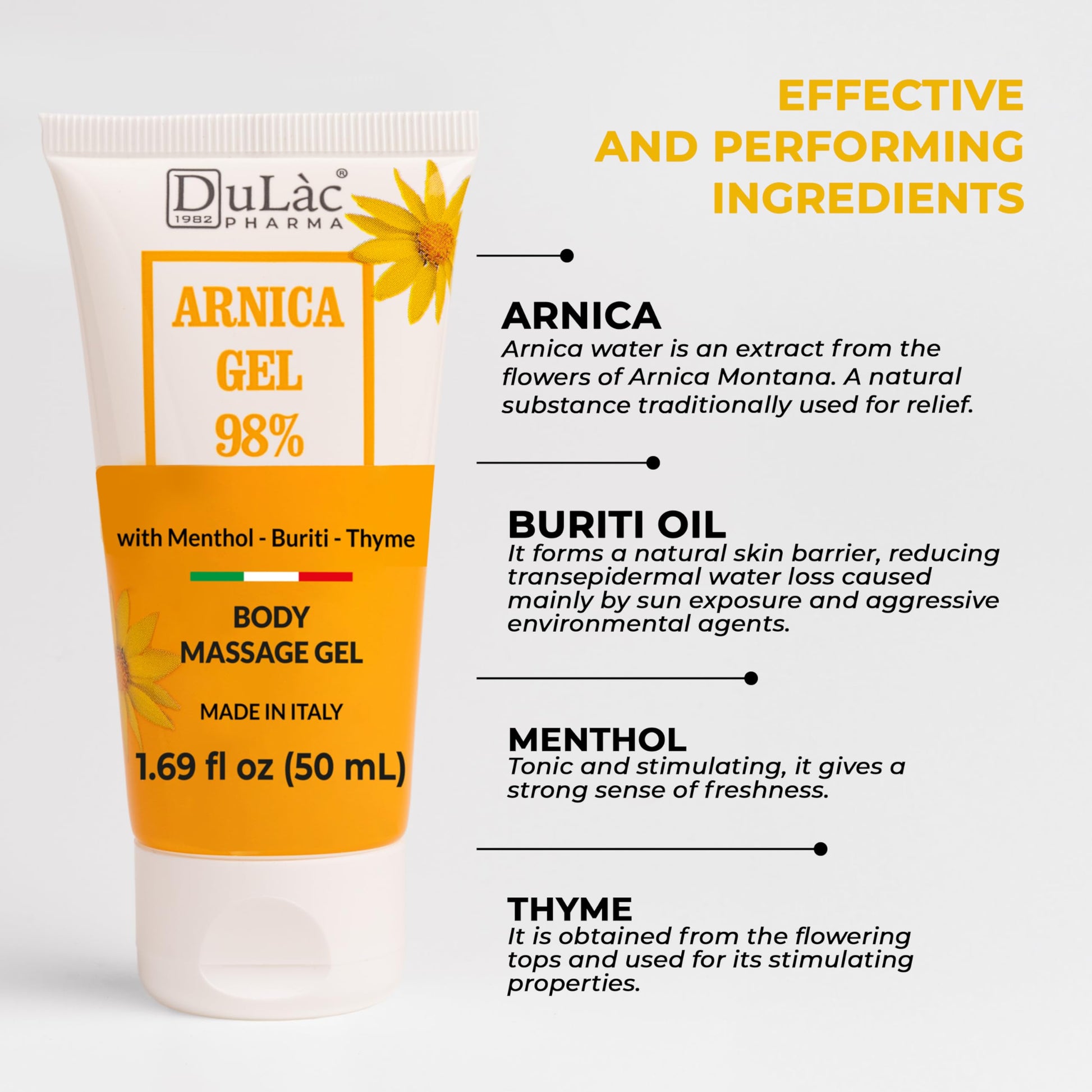 Dulac Arnica Body Massage Gel – Water-Based Cosmetic Massage Gel with Arnica Montana, Fast-Absorbing Lightweight Texture, Non-Greasy Feel, Dermatologically Tested, 1.7 Fl Oz DULÀC FARMACEUTICI 1982 buy supplements canada