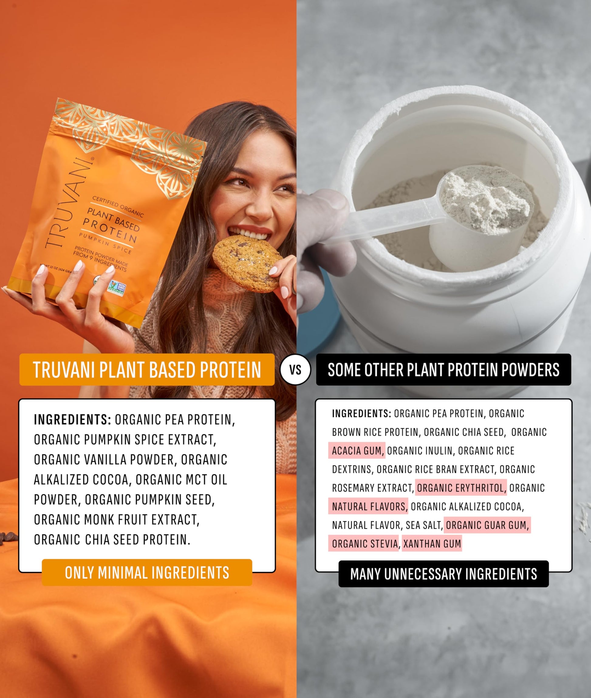 Truvani Vegan Pea Protein Powder | Pumpkin Spice | 20g Organic Plant Based Protein | 20 Servings | Keto | Gluten & Dairy Free Truvani buy supplements canada