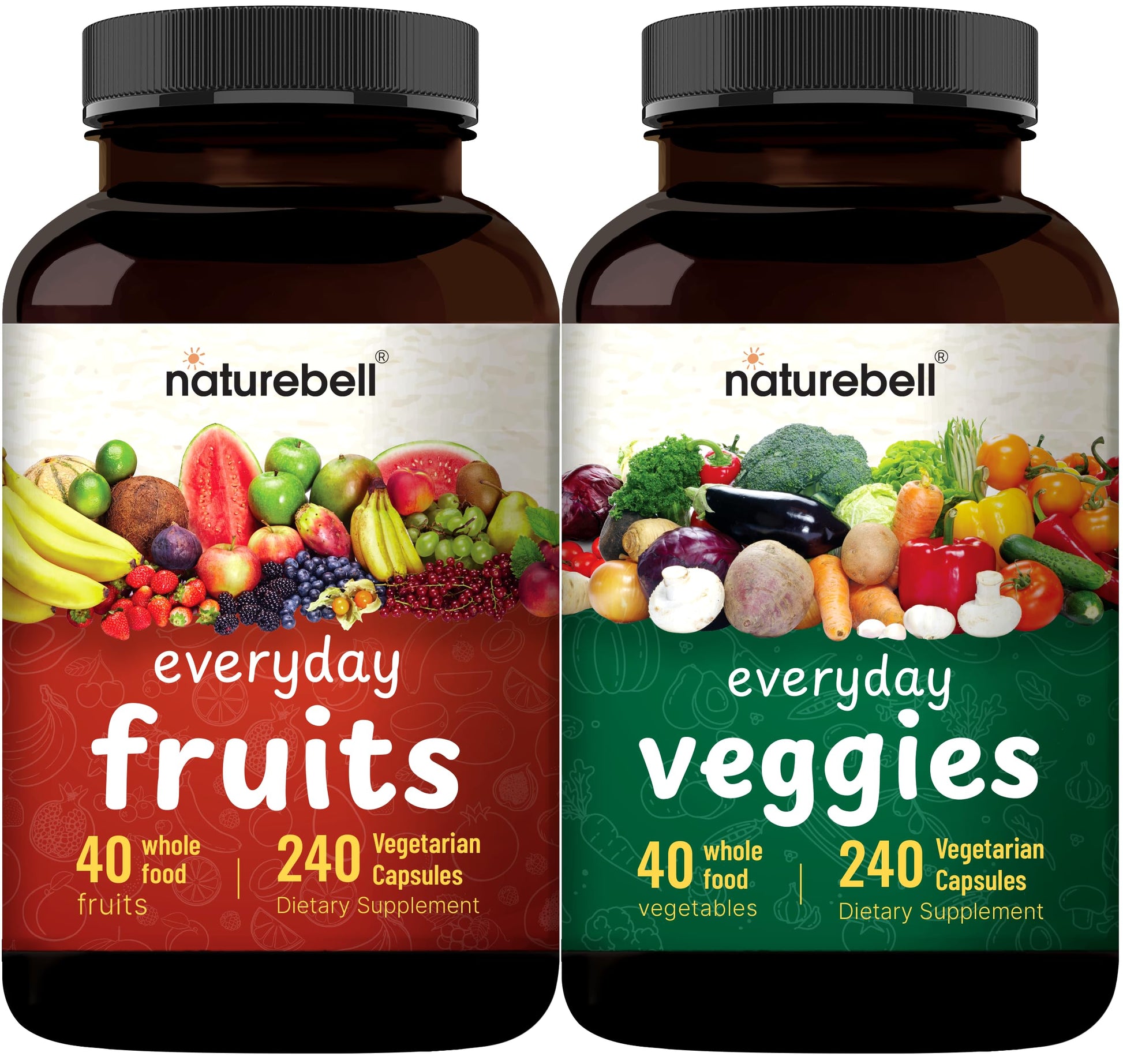Fruit and Veggies Supplement – 480 Total Vegetarian Capsules | Balance of Natural 40 Whole Fruits & Veggies Blend | Fresh Superfood Formula with Vitamins and Minerals – Non-GMO NatureBell buy supplements canada
