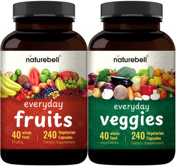 Fruit and Veggies Supplement – 480 Total Vegetarian Capsules | Balance of Natural 40 Whole Fruits & Veggies Blend | Fresh Superfood Formula with Vitamins and Minerals – Non-GMO NatureBell buy supplements canada