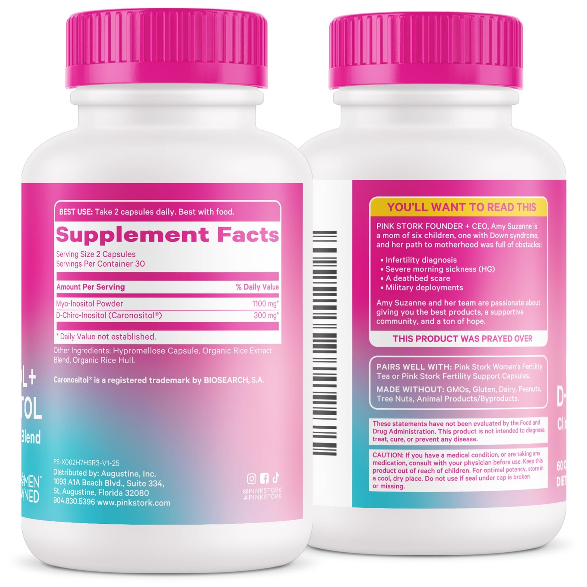 Pink Stork Myo-Inositol & D-Chiro Inositol: 3.6:1 Blend to Support Fertility, Hormone Balance for Women - Ovarian Function, Ovulation, Conception, and Period Support Supplement - 60 Capsules Pink Stork buy supplements canada