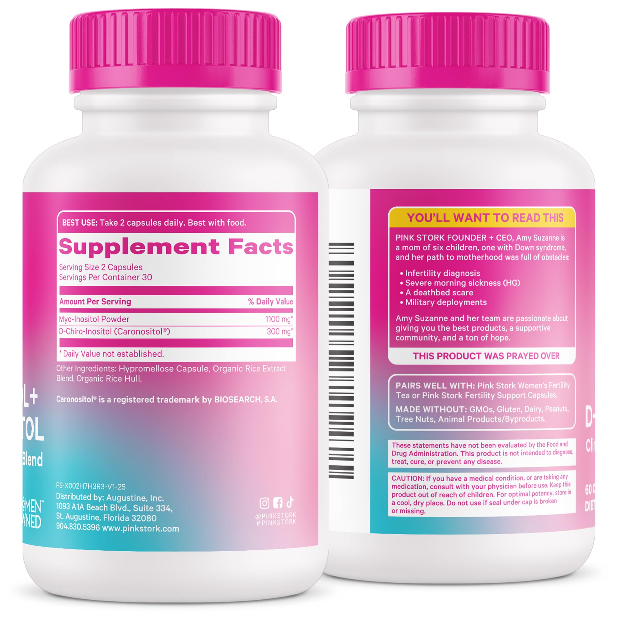 Pink Stork Myo-Inositol & D-Chiro Inositol: 3.6:1 Blend to Support Fertility, Hormone Balance for Women - Ovarian Function, Ovulation, Conception, and Period Support Supplement - 60 Capsules Pink Stork buy supplements canada