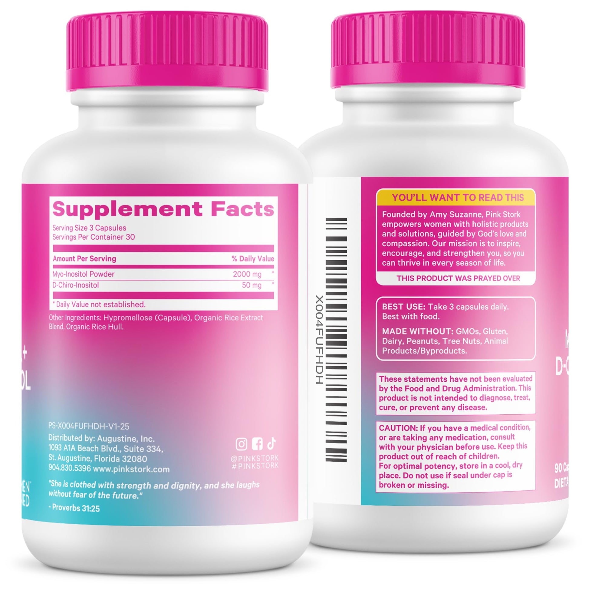 Pink Stork Myo-Inositol & D-Chiro Inositol Supplement - Hormonal Balance for Women - Ovarian Support - 40:1 Ratio - Fertility Supplements for Women - 180 Capsules, 2 Month Supply Pink Stork buy supplements canada