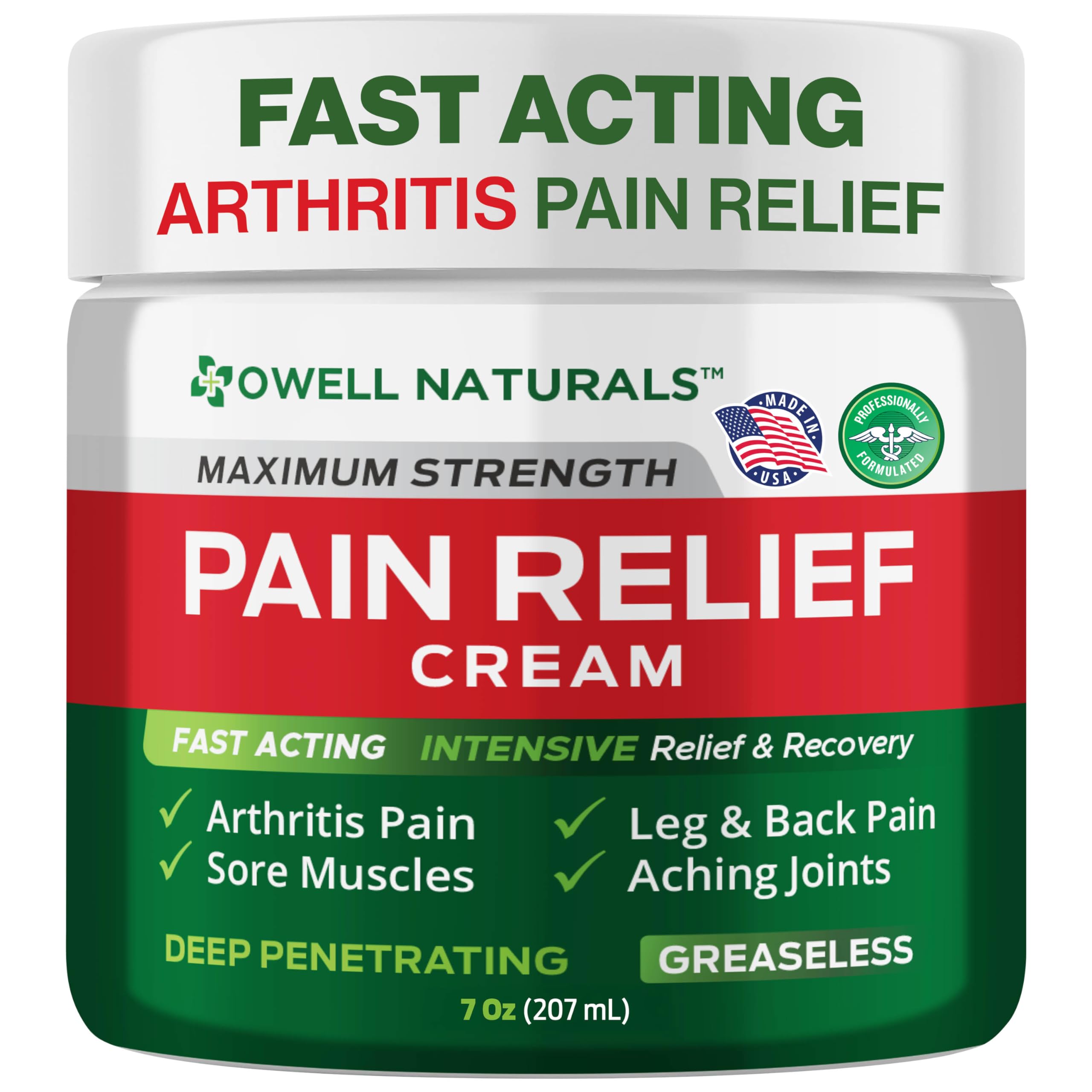 Owell Naturals Deep Penetrating Pain Relief Cream, Maximum Strength Formula for Joints & Muscles, Lower Back, Knees, Hands, Legs, Ankle – Fast Acting Comfort, 7 oz Owell Naturals buy supplements canada