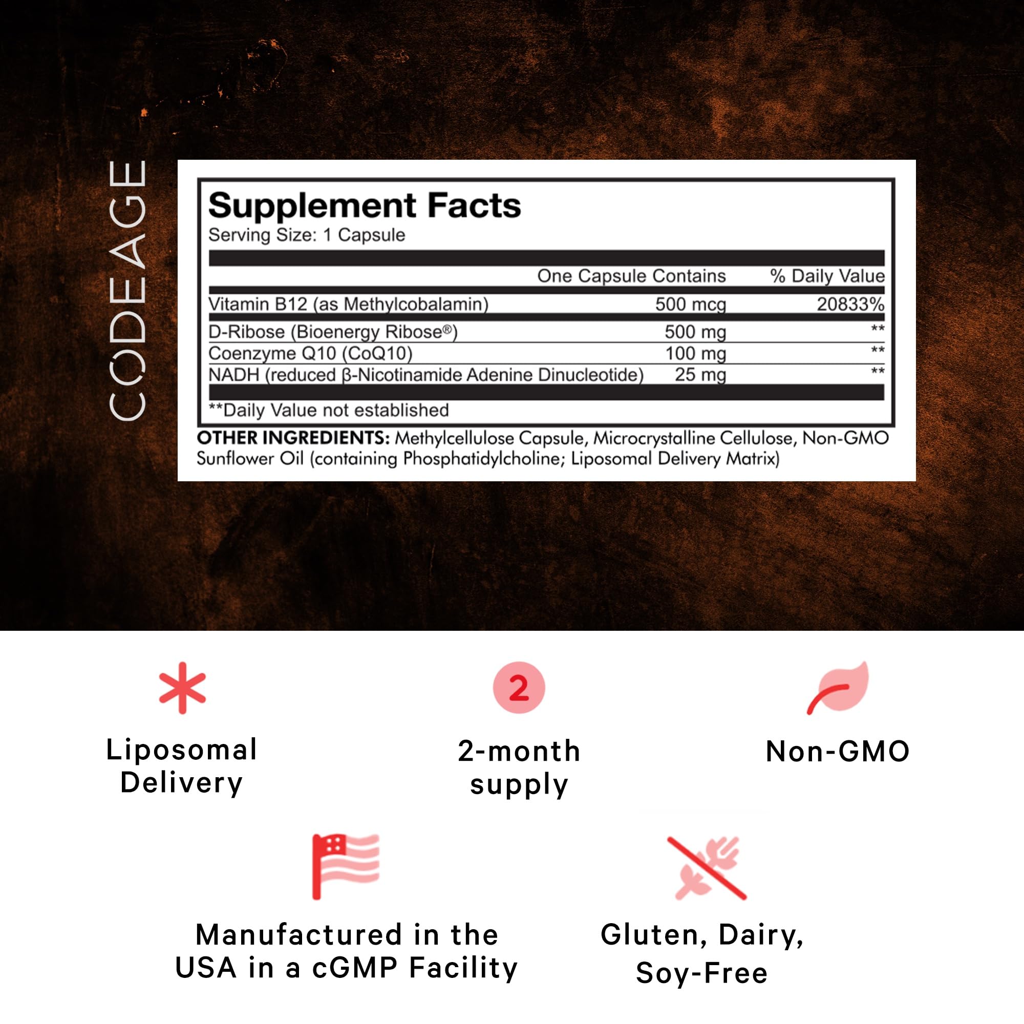 Codeage Liposomal NADH+ Supplement - CoQ10 - Vitamin B12 - D-Ribose Bioenergy Codeage buy supplements canada