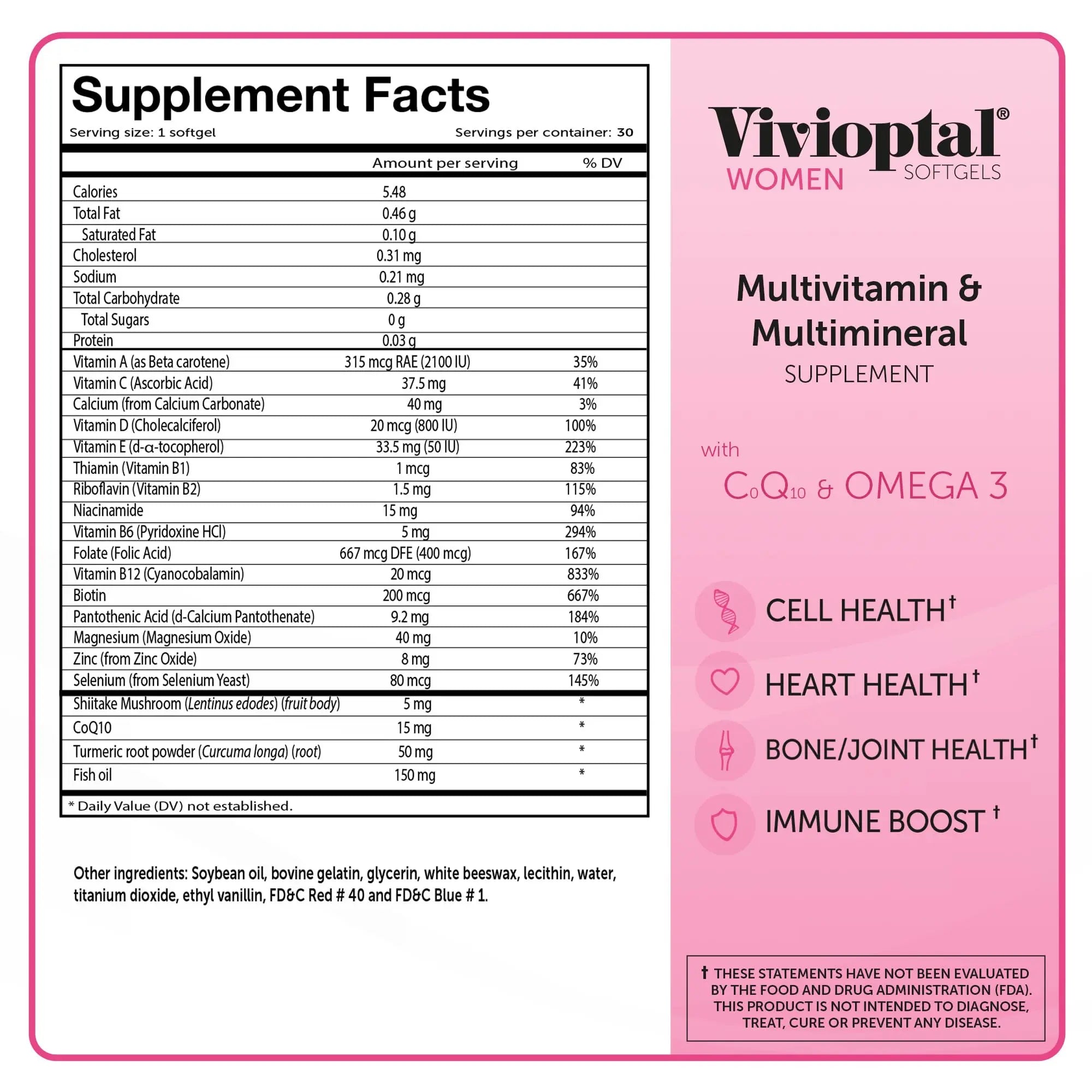 Vivioptal Women, 30 Capsules, CoQ10 & Omega-3, Multivitamin & Multimineral, Gluten Free, German Formula Vivioptal Vitamins buy supplements canada