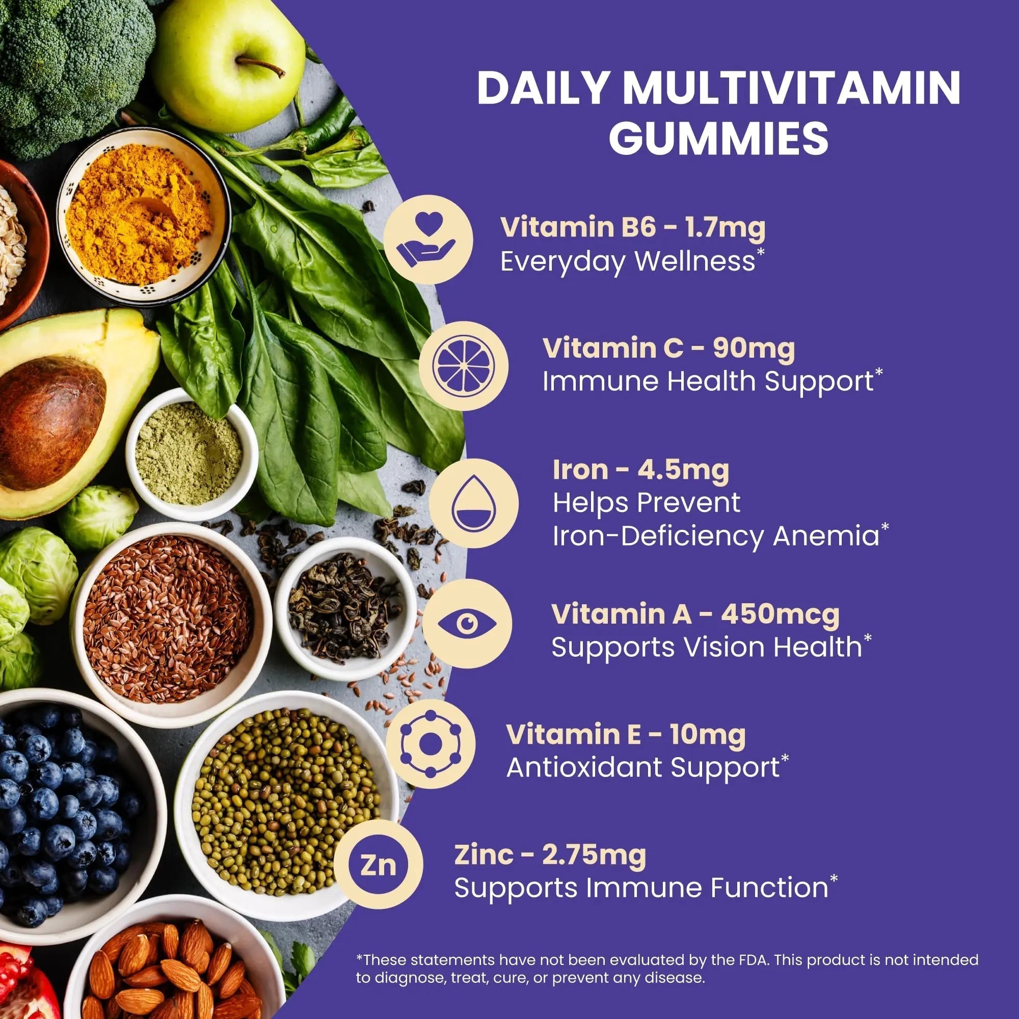 Calm by Wellness Multivitamin Gummies - All Natural Vegan Adult Multivitamin Gummy - Packed with Antioxidant Vitamins C & E, B12, B6 Calm by Wellness buy supplements canada