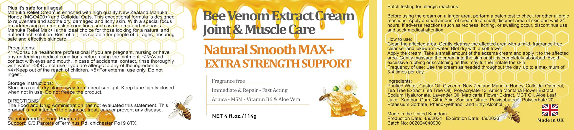 HIKCOSLLY New Zealand Bee Venom Cream, High Strength Recovery Muscle Joint Cream, Natural Organic, Soothe Back, Neck, Hands, Feet, Shoulder, Leg, Knee, Ankle Pain HIKCOSLLY buy supplements canada