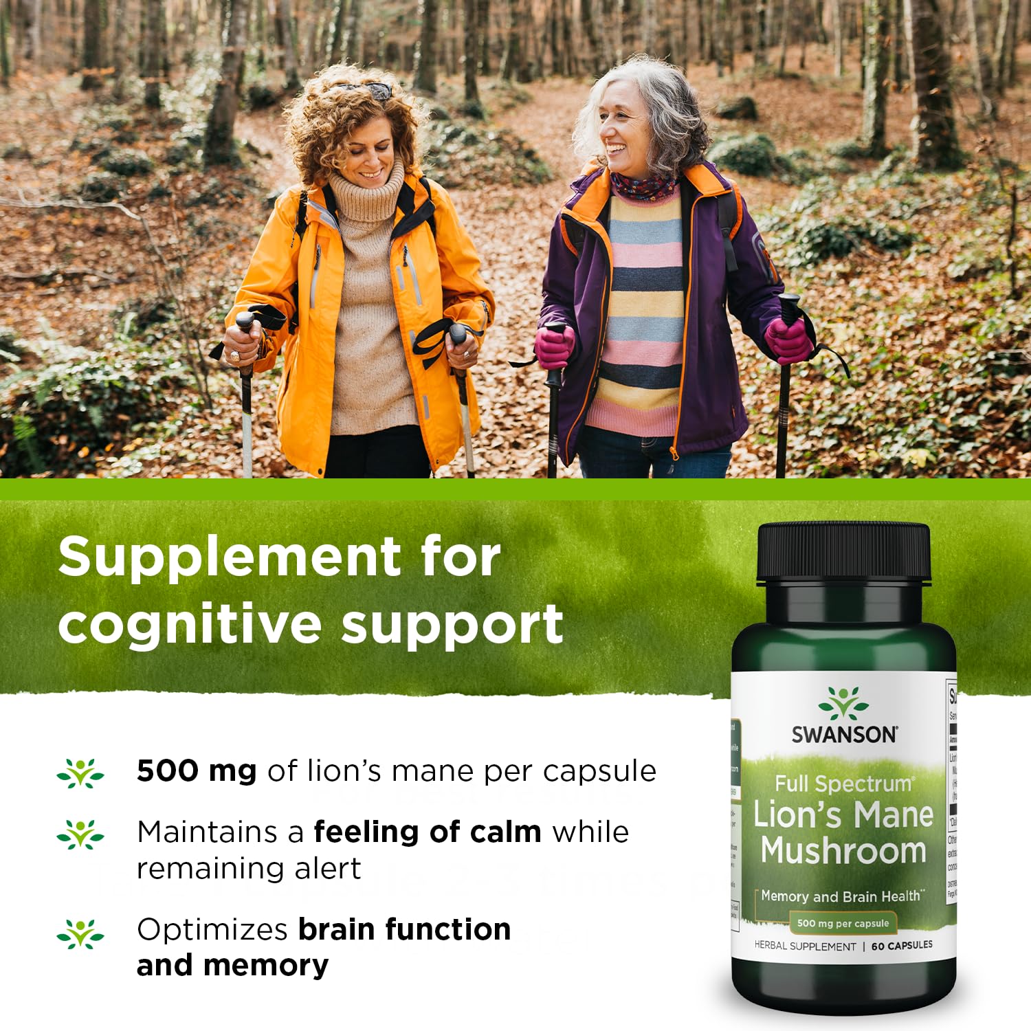 Swanson Lion's Mane Mushroom Capsules - 500 mg Each, 60 Capsules Swanson buy supplements canada
