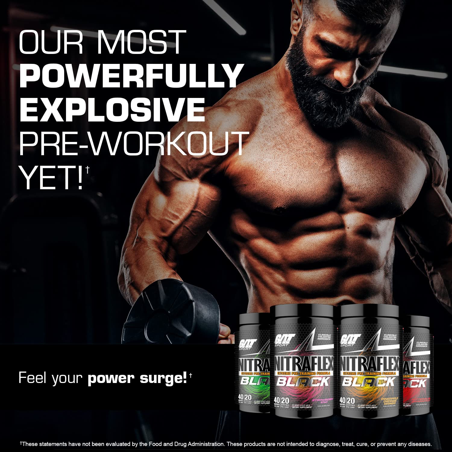 GAT SPORT Nitraflex Black Pre-Workout Powder, Extreme Pre-Training Formula for Men GAT SPORT buy supplements canada