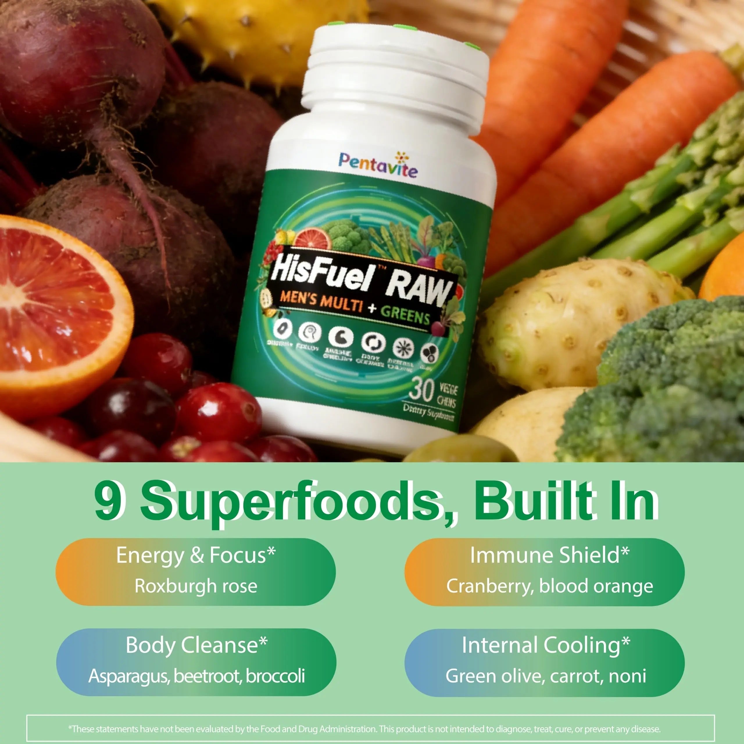 Pentavite HisFuel Multivitamin for Men, 20-in-1 Mens Vitamins with Natrual Fruits & Veggies, Vitamins & Minerals, Taurine, Boost Energy & Health Pentavite buy supplements canada