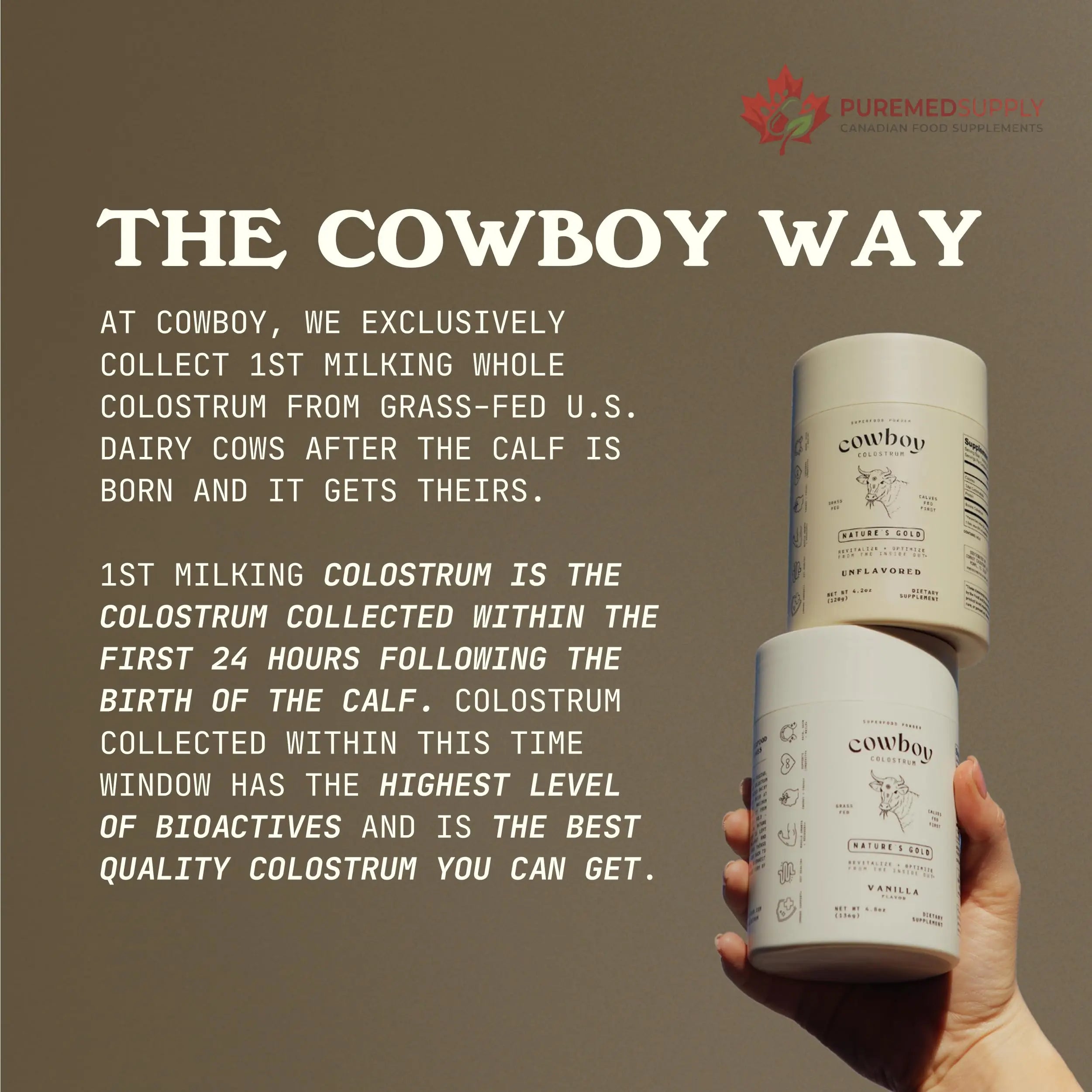 Cowboy - The Exclusive 1st Milking, Whole, Grass Fed Colostrum Supplement for Full Body Health - Sugar Free Bovine Colostrum Powder Packed with Bioactive(Vanilla & Chocolate) Nutrients COWBOY COLOSTRUM buy supplements canada