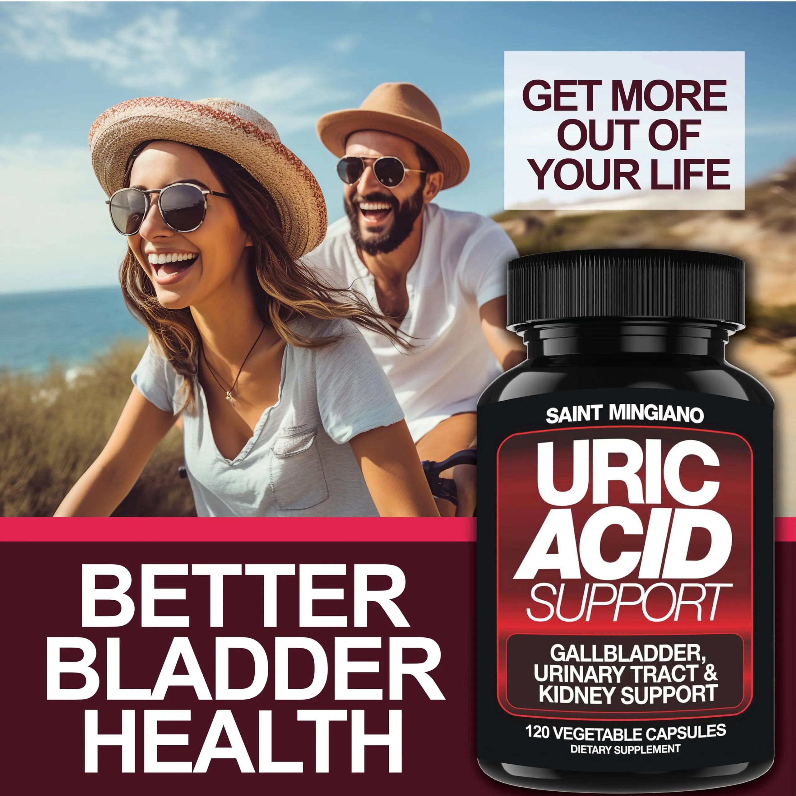 Saint Mingiano Uric Acid Flush for Gout Support -120 Capsules - Supports Kidney Cleanse Detox & Repair, Gallbladder & Urinary Tract Issues - Essential for Detox & Joint Support - Cranberry Extract Saint Mingiano buy supplements canada