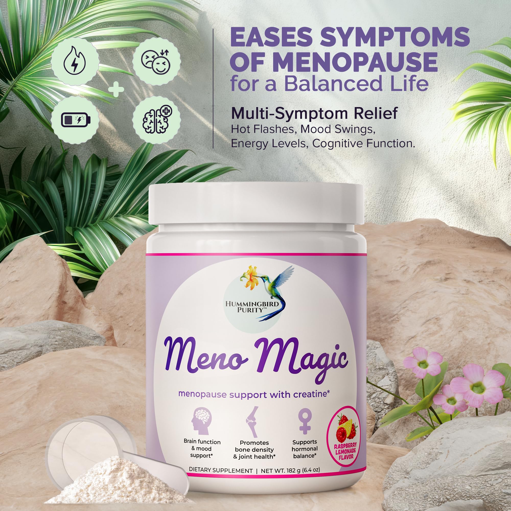 Meno Magic Menopause Support Drink – Raspberry Lemonade with Creatine, Herbs & Vitamins | 30 Servings Hummingbird Purity buy supplements canada