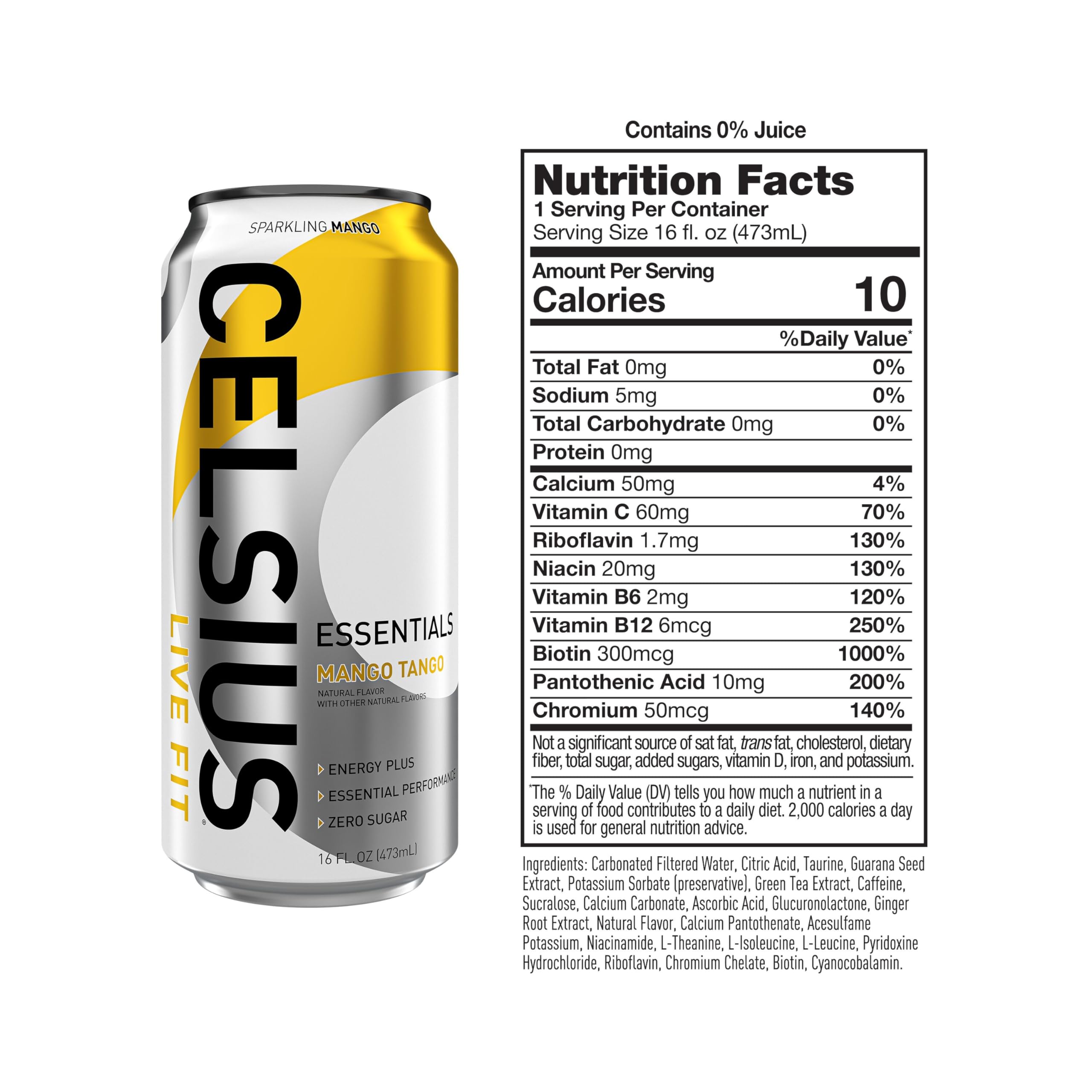 CELSIUS ESSENTIALS, Sparkling Mango Tango, Performance Energy Drink 16 Fl Oz CELSIUS buy supplements canada