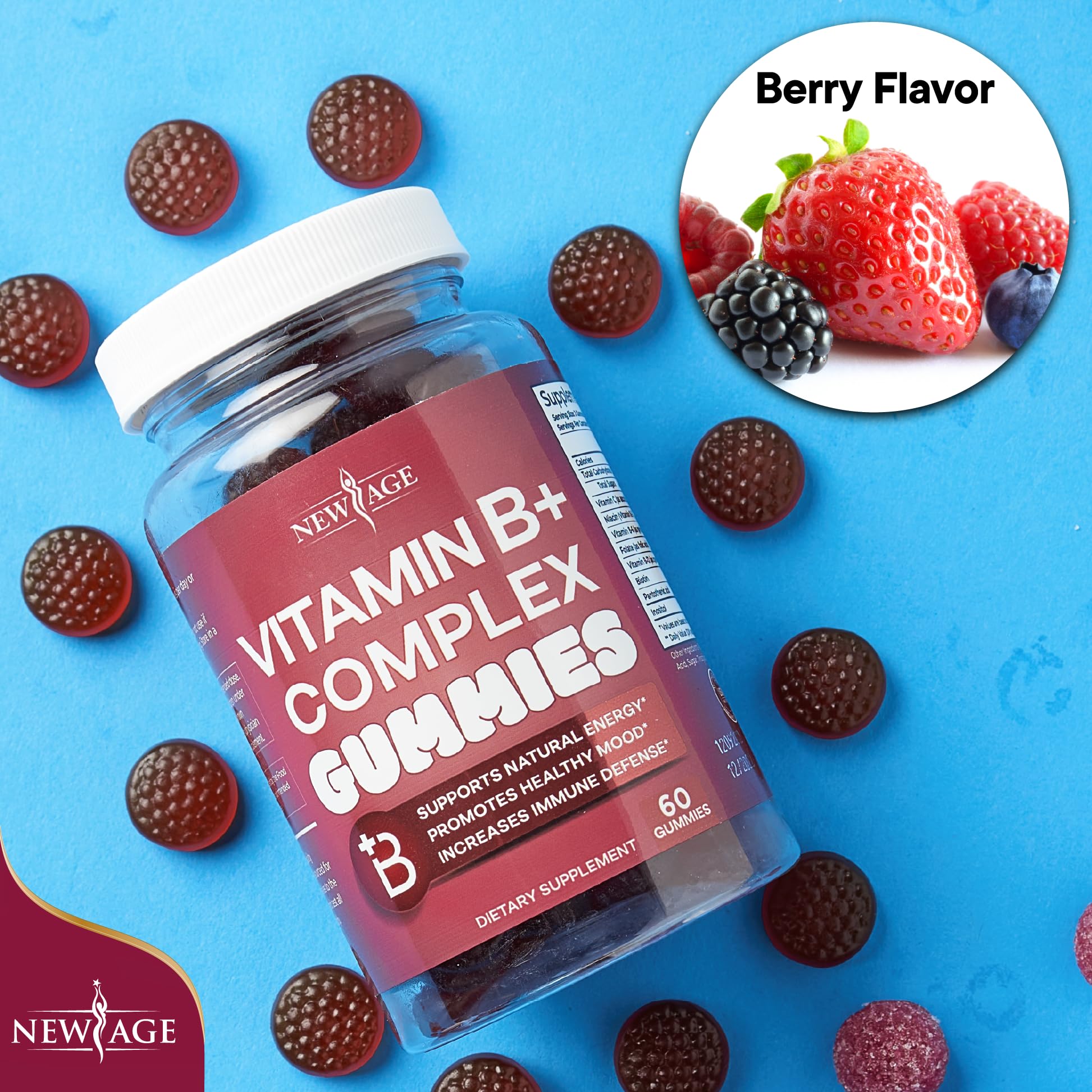 NEW AGE Vitamin B Complex Gummies with Vitamin B3, B6, & B12 – with Biotin, Folic Acid & Vitamin C – Gluten-Free, Vegan NEW AGE buy supplements canada