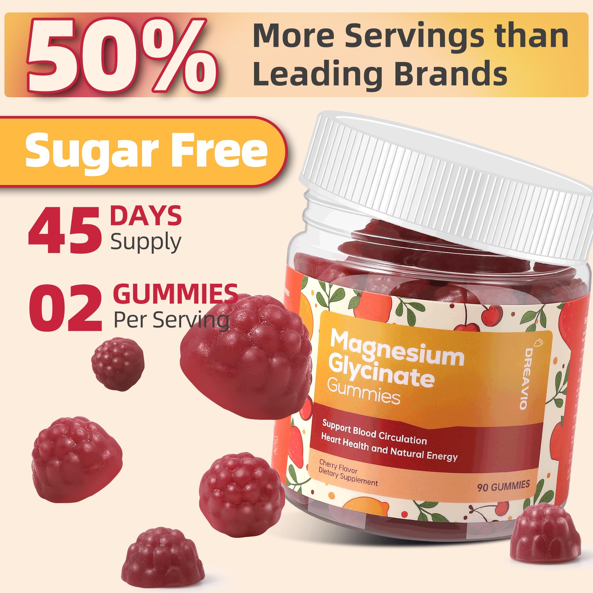 DREAVIO 90 Count Magnesium Glycinate Gummies 400mg w/Ashwagandha Supplement - Sugar Free Zinc Magnesium Glycinate Supplement Ashwagandha Gummies for Adults DREAVIO buy supplements canada