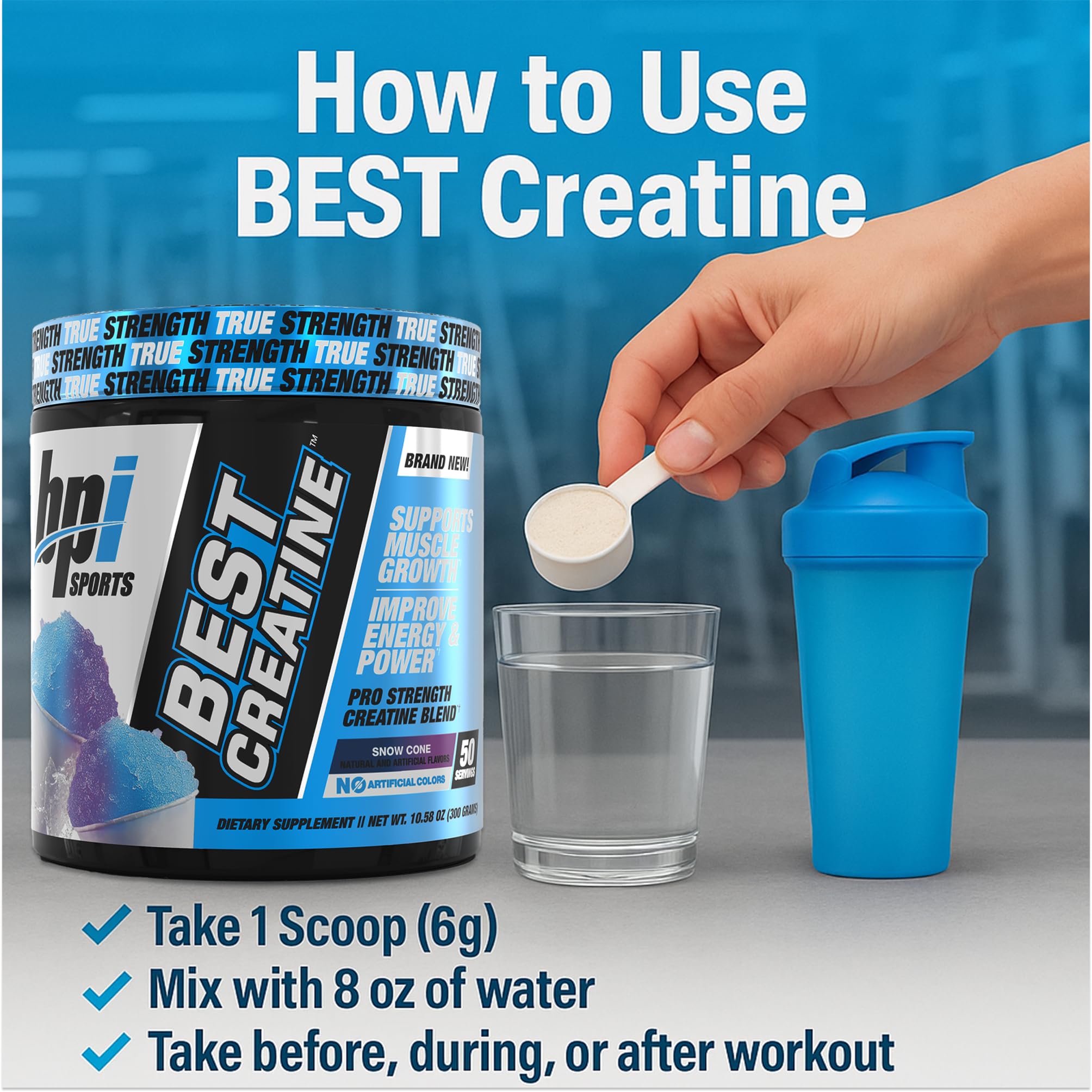 BPI Sports Best Creatine - Creatine Monohydrate Powder for Men & Women, Himalayan Salt - Strength, Pump, Endurance, Muscle Growth, Muscle Definition - No Bloat - Snow Cone - 50 servings - 10.58 Oz BPI Sports buy supplements canada