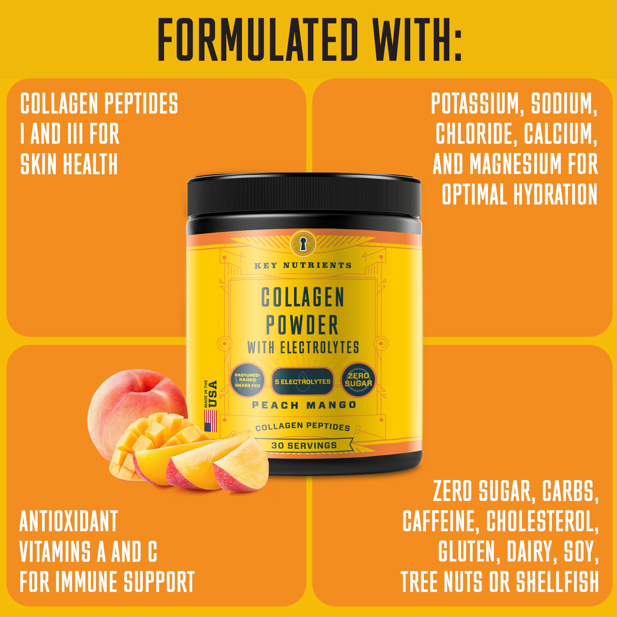 Collagen Peptides with Electrolytes Powder, Collagen Powder, Collagen Peptides Powder KEY NUTRIENTS buy supplements canada