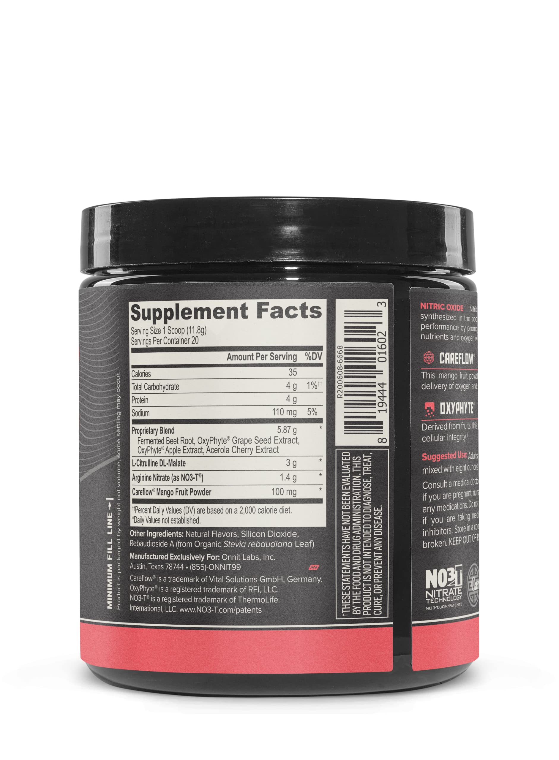 ONNIT Total Nitric Oxide - Caffeine Free Pre Workout Powder w/ Beet Root, L Arginine ONNIT buy supplements canada
