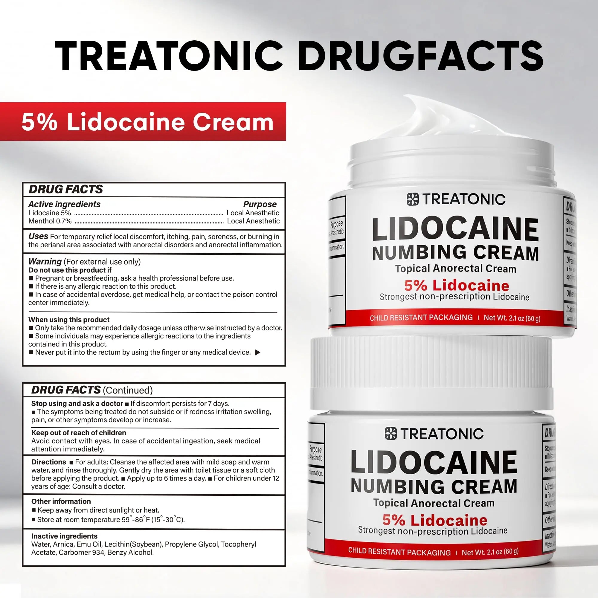 5% Lidocaine Topical Numbing Cream: Maximum Strength Topical Anesthetic Numb Cream for Pain Relief, Itching, Burning, Soreness, Hemorrhoid - Fast Acting & Long Lasting Numbing Formulation - 2.1 oz Treatonic buy supplements canada