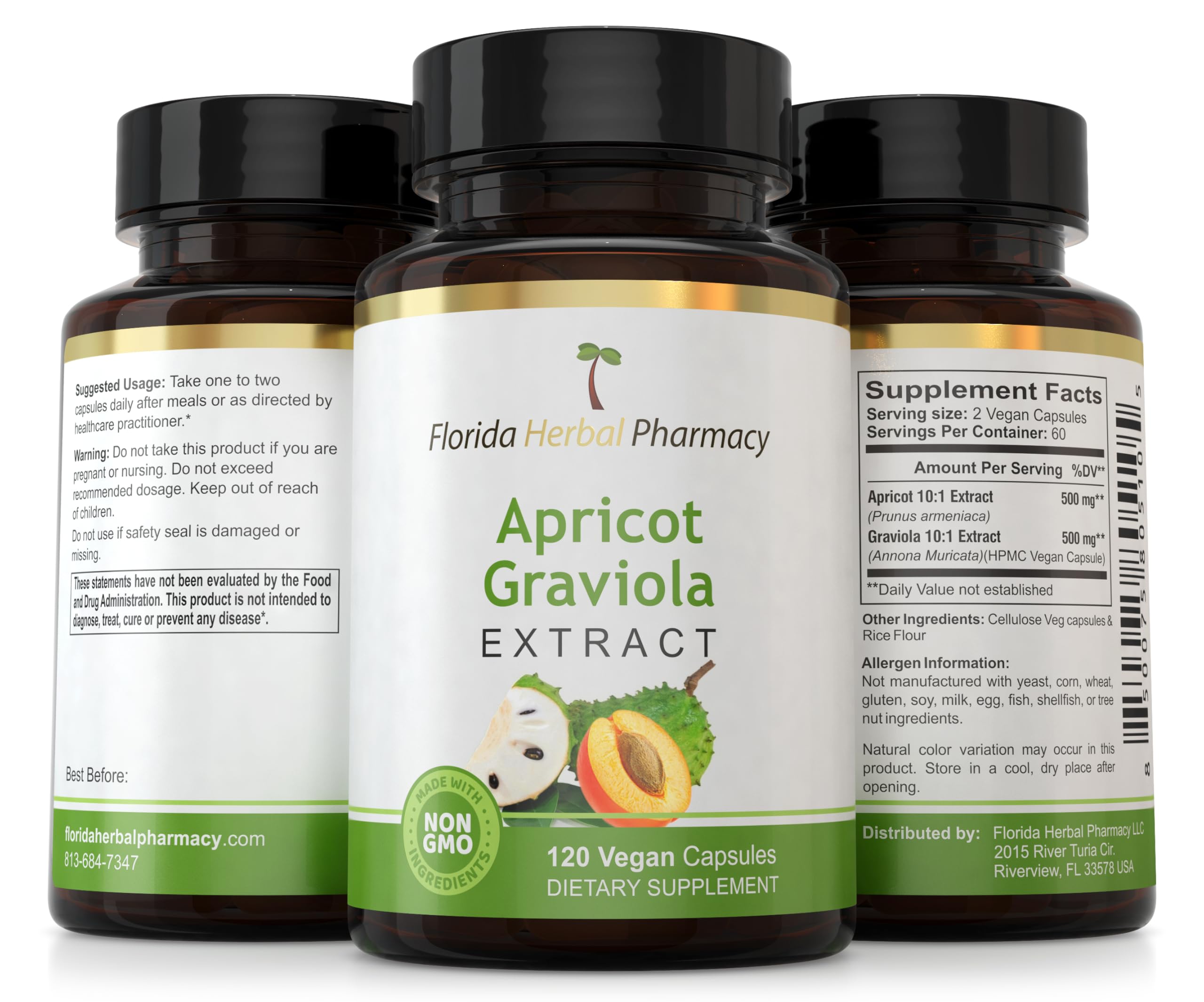 Florida Herbal Pharmacy, Apricot-Graviola Supplement Capsules 10:1 (120 Capsules), 1000 mg Serving (Pack of 1) Florida Herbal Pharmacy buy supplements canada