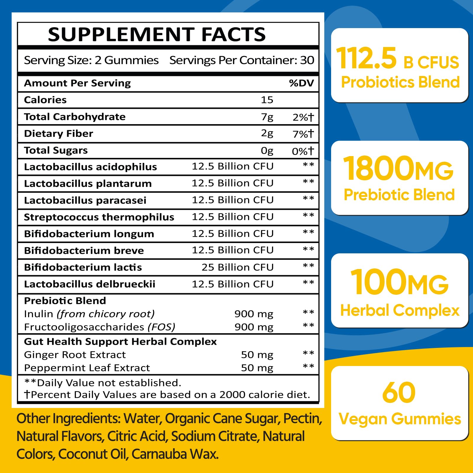 Gut Health & Probiotic Gummies, 112.5 Billion CFU, Sugar Free - 8 Strains + Prebiotics + Herbs - for Digestive, Immune, Diarrhea & Bloating - Gut Health for Women & Men, 60 Counts Probiotics Gummies VIOAFSLSE buy supplements canada