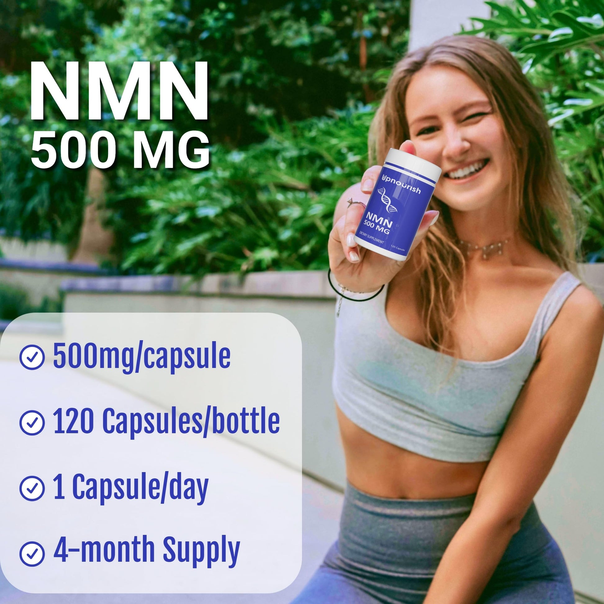 UpNourish NMN 500mg 120 Capsules - Beta Nicotinamide Mononucleotide NAD Supplement - Nicotinamide Riboside Alternative for Women & Men UpNourish buy supplements canada