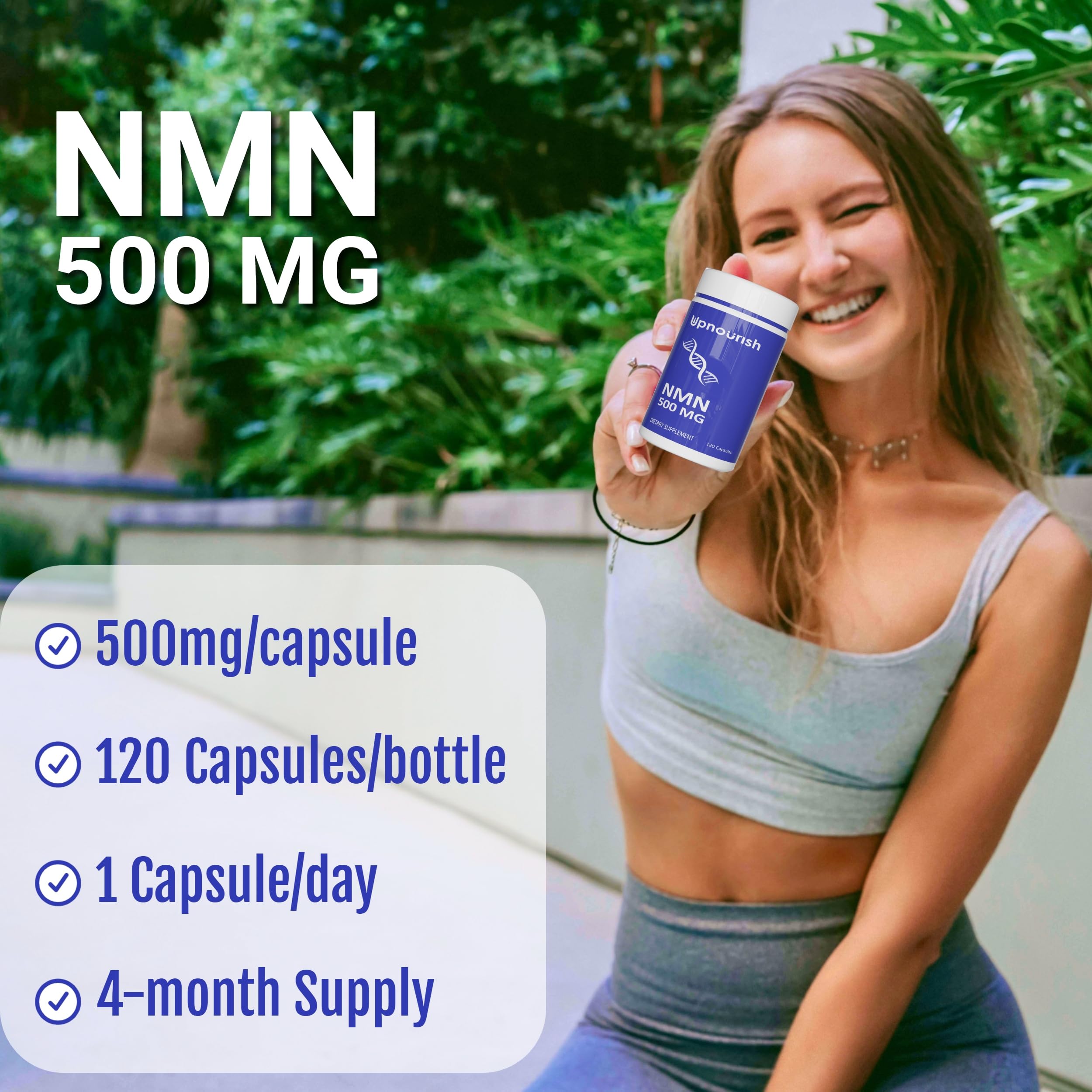 UpNourish NMN 500mg 120 Capsules - Beta Nicotinamide Mononucleotide NAD Supplement - Nicotinamide Riboside Alternative for Women & Men UpNourish buy supplements canada