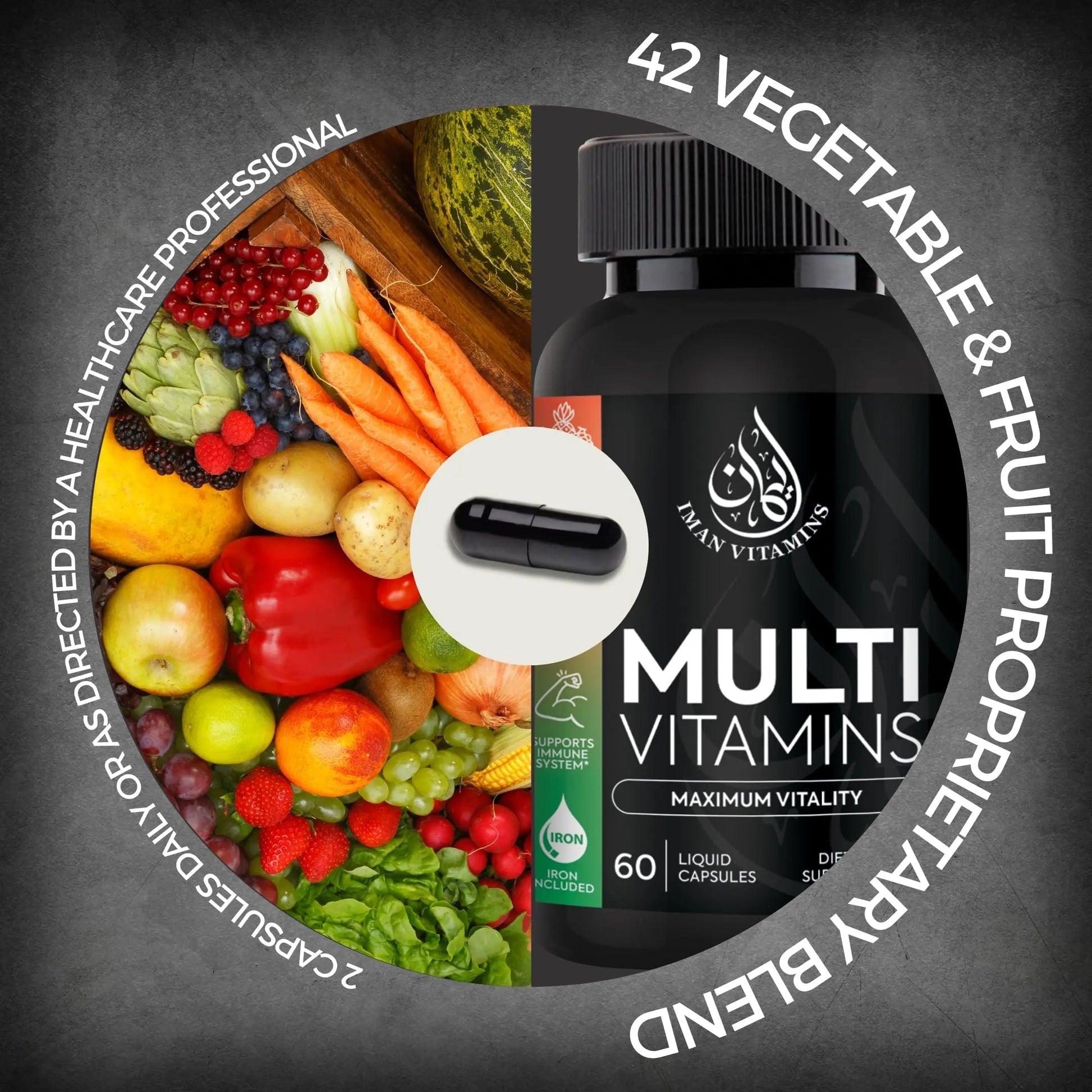 Iman Vitamins Halal Complete Multivitamin Capsules for Adults Men & Women | 42 Fruit & Vegetable Blend Iman Vitamins buy supplements canada