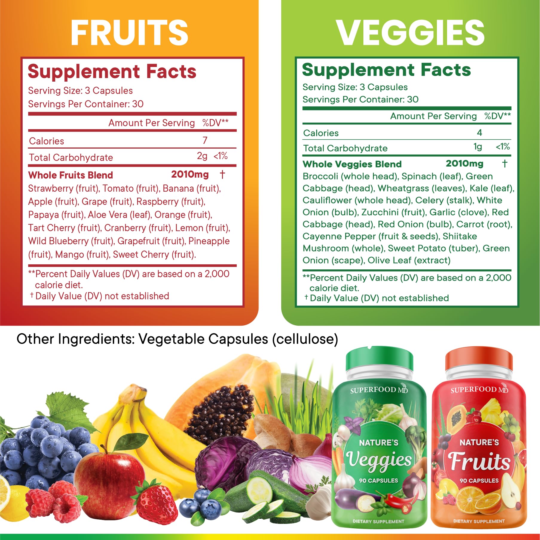 Superfood MD Fruits & Veggies Supplement - Whole Food Natural Superfoods - with Beta Carotene - Soy Free- 90 Count (Pack of 2) Superfood MD buy supplements canada