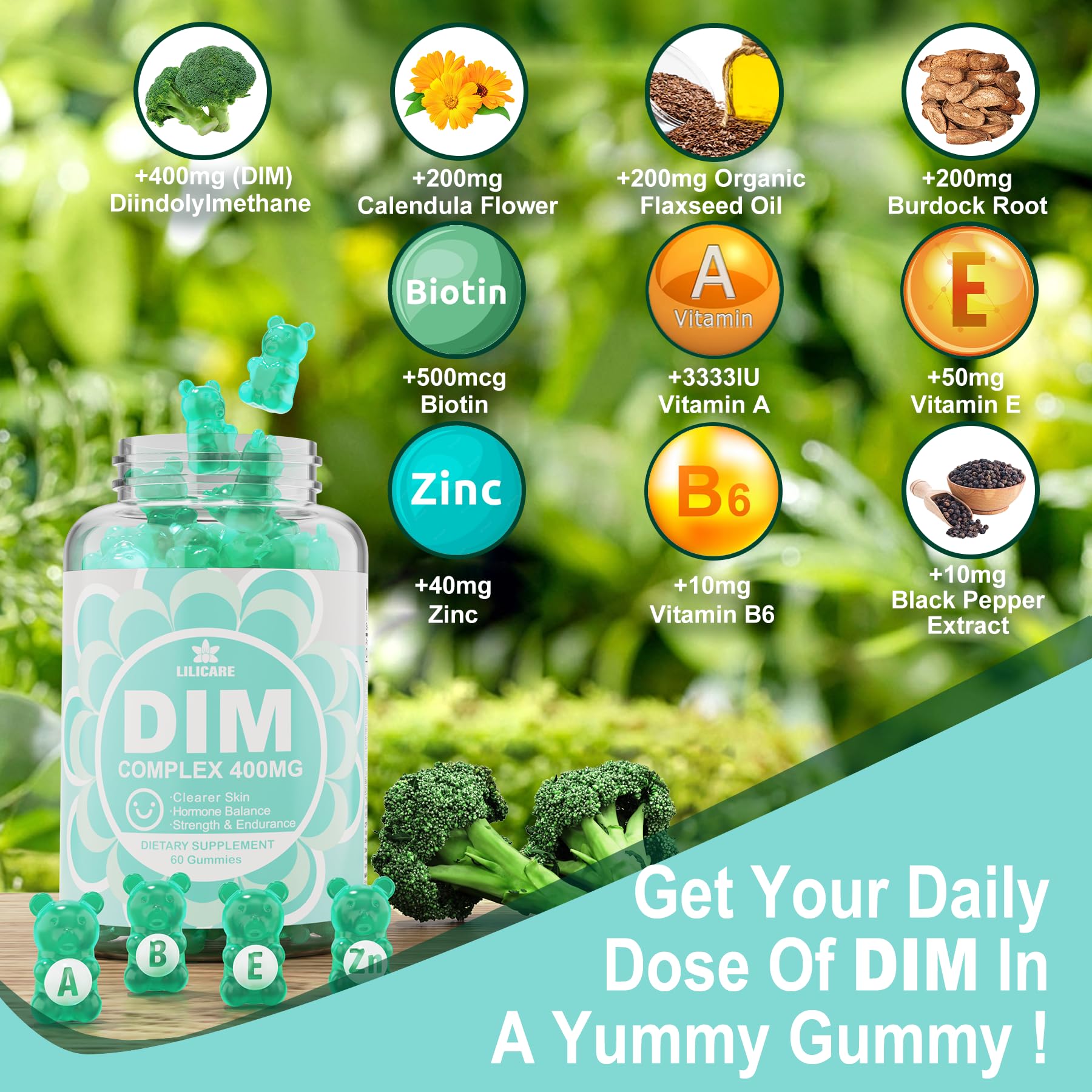 DIM Supplement Women 400mg, Estrogen Supplement for Women, Sugar Free DIM Gummies for Men & Women w/ Biotin, Flaxseed Oil, Burdock, Calendula, BioPerine for Hormone Balance, Menopause & Prostate 60Cts EnvyDeal buy supplements canada