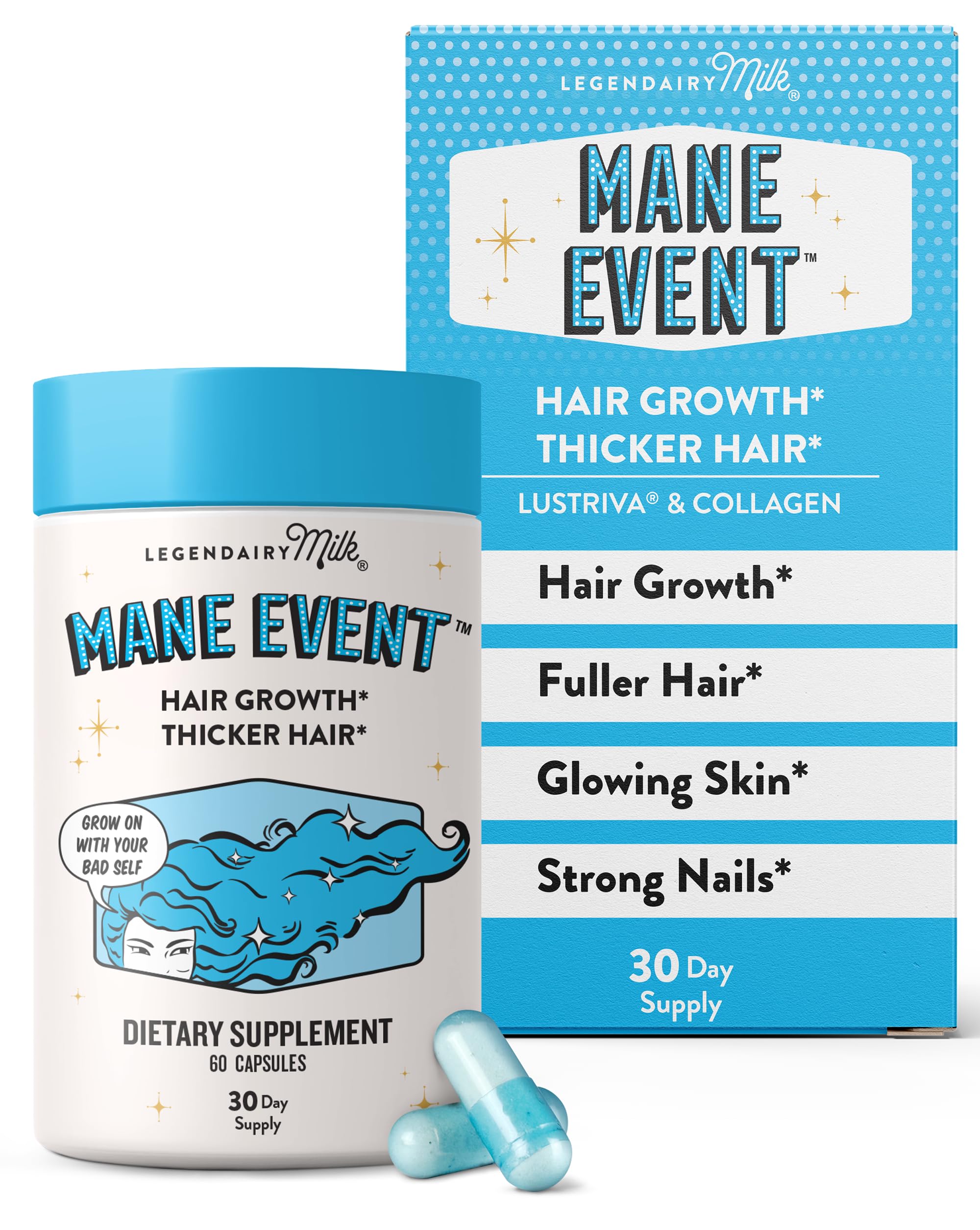 Legendairy Milk Hair Growth Vitamins for Women - Biotin for Hair Growth with Collagen & Lustriva, Hair Loss Products & Supplements for Thinning, Thicker, Fuller, Stronger Skin & Nails, Mane Event™ Legendairy Milk buy supplements canada