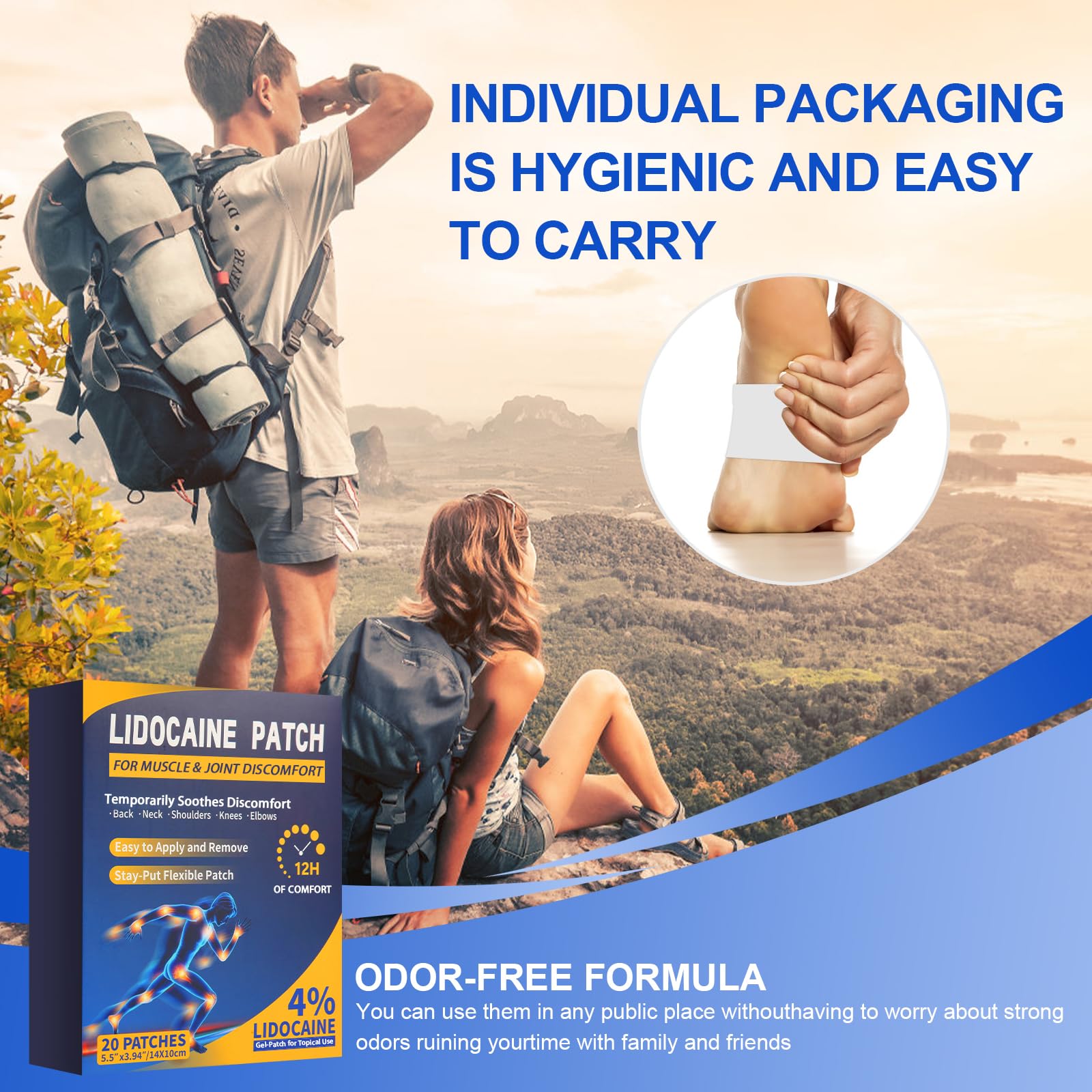 AROSLU Lidocaine Pain Relief Patches Maximum Strength Numbing Gel Patch for Back Knee Neck Shulder Joint Ache Muscle Soreness ICY Compress Topical 20-PCS AROSLU buy supplements canada