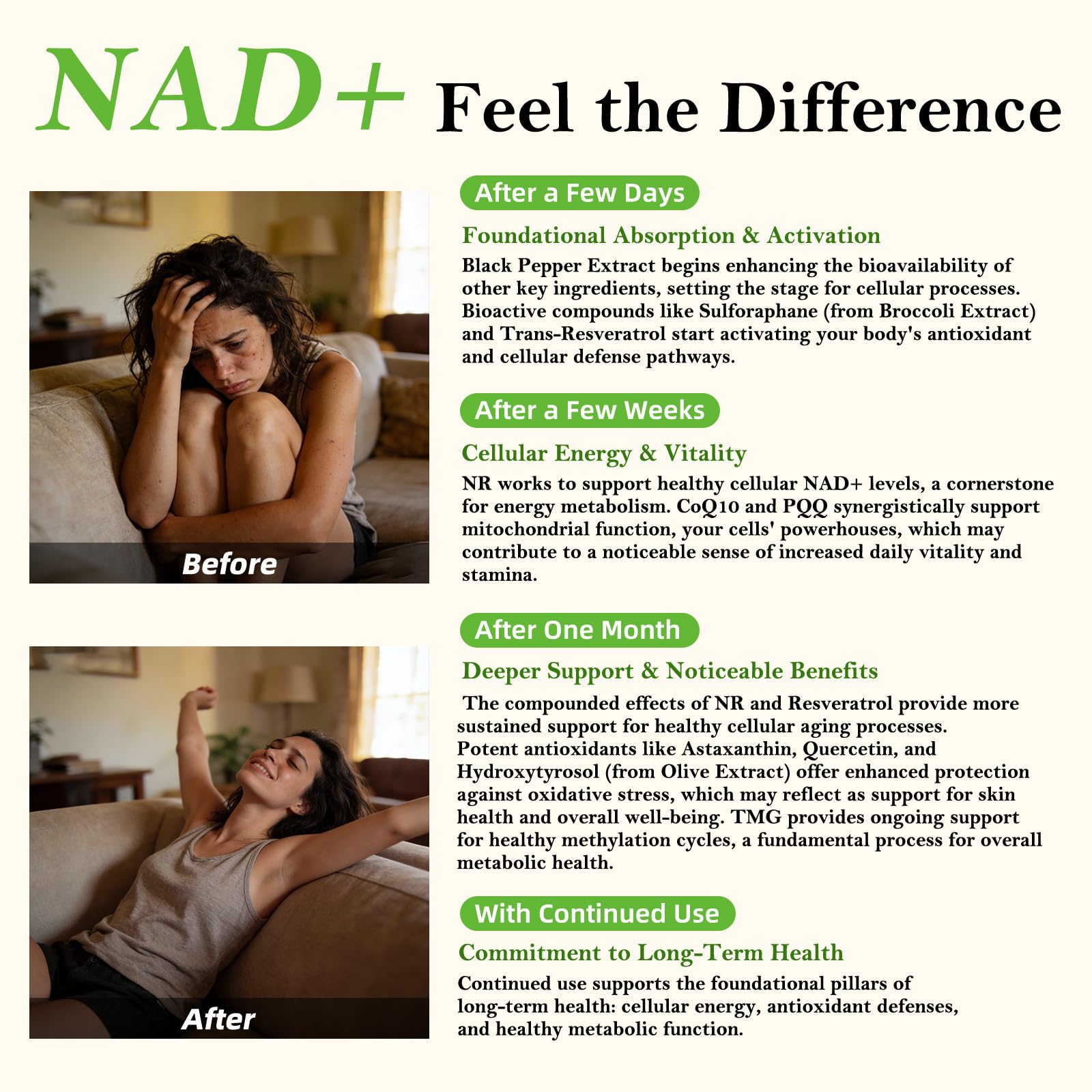 Nad Supplement for Healthy Aging | Energy| Antioxidant| Skin Health| Focus ,10-in-1 Formula with NR,Trans-Resveratrol,CoQ10,Astaxanthin,PQQ,TMG,Quercetin,Olive Fruit Nad+ for Women Men,60 Vegan Caps Bebien fit buy supplements canada