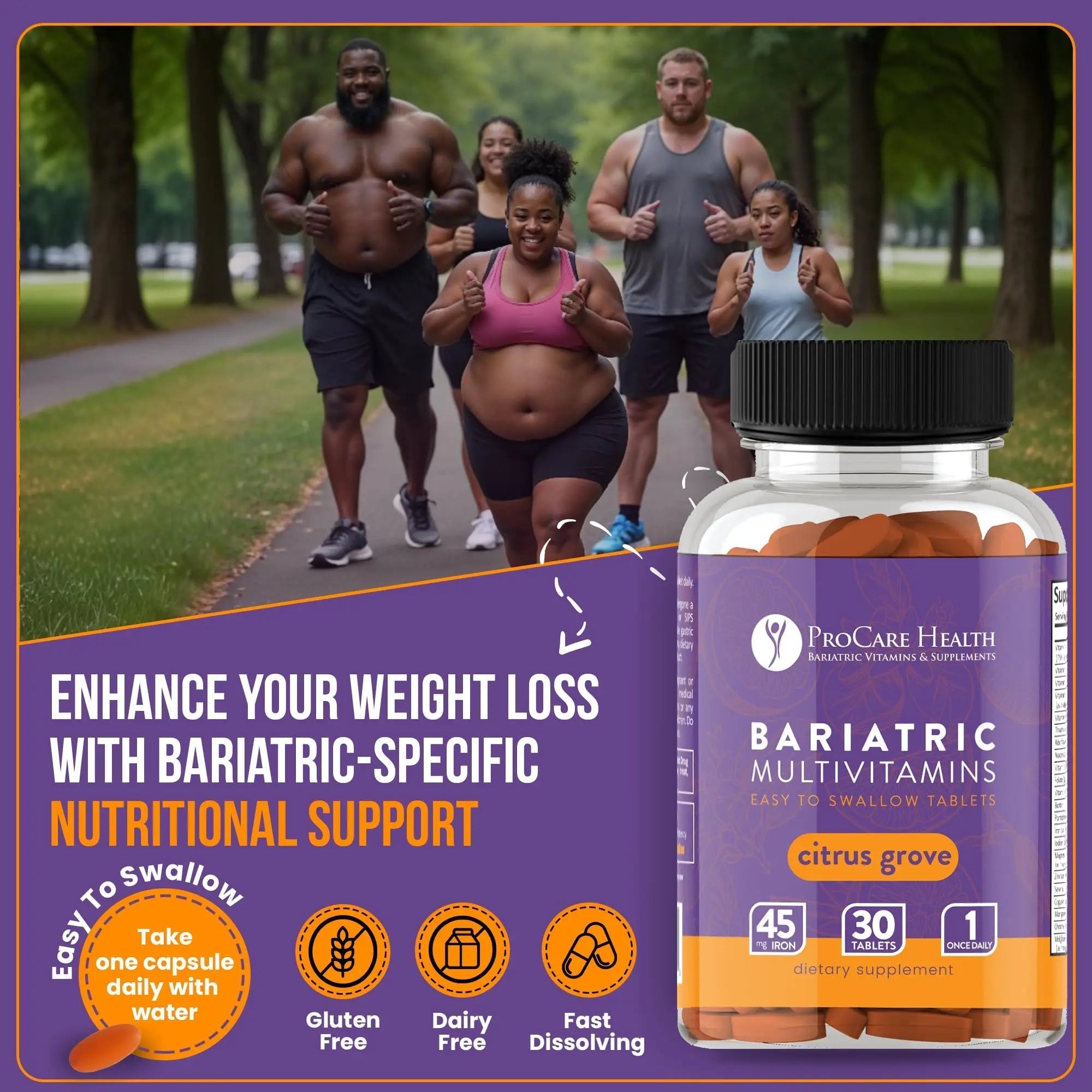 Procare Health Bariatric Multivitamin with Iron 45mg Easy to Swallow 30 Tablets - Post Op Bariatric Vitamins for Gastric Bypass Pills ProCare Health buy supplements canada