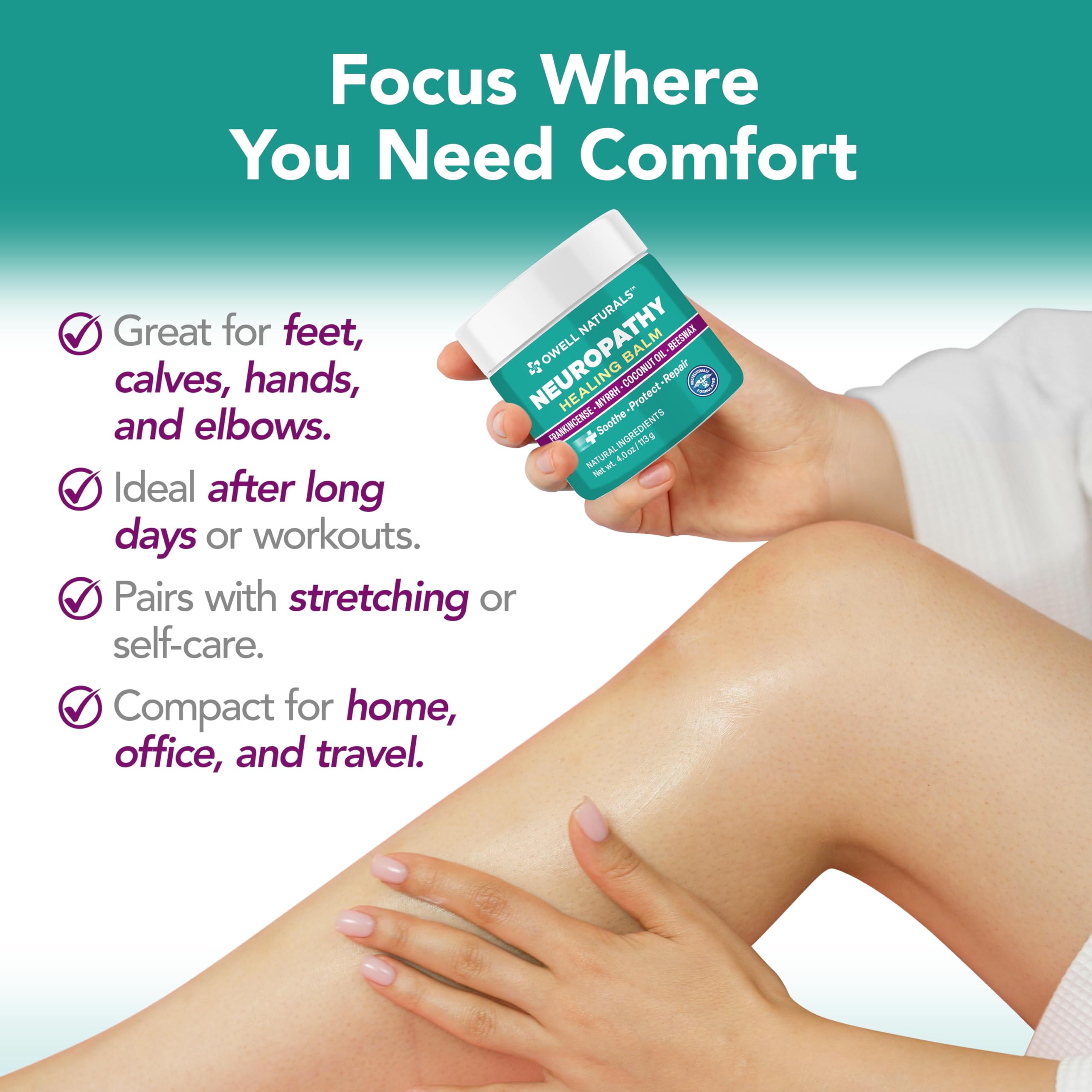 OWELL NATURALS Neuropathy Healing Balm, Fast Acting, with Frankincense, Myrrh, Coconut Oil & Beeswax, Natural Ingredients – Soothe, Protect & Repair, 4 oz (Pack of 1) Owell Naturals buy supplements canada