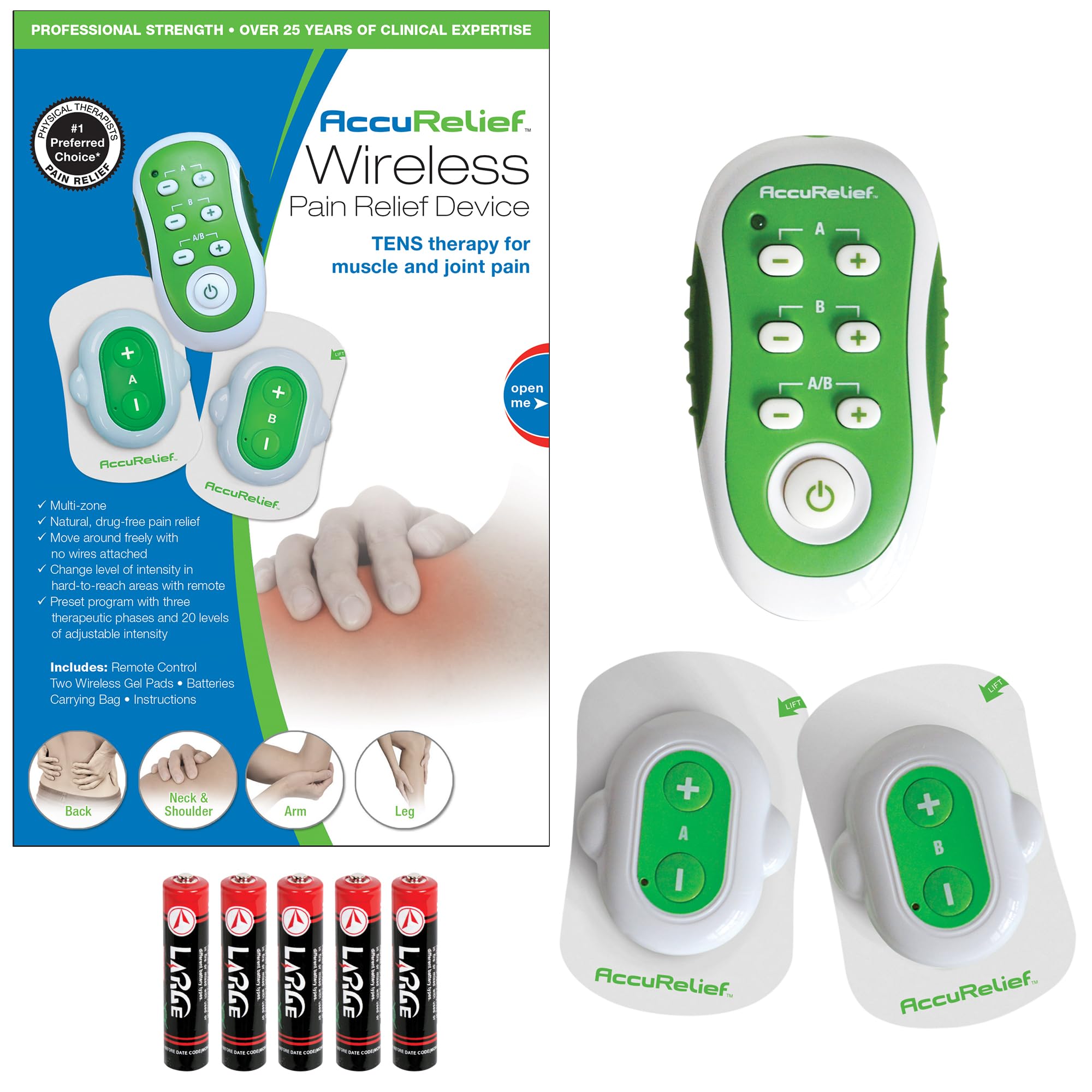 AccuRelief Wireless TENS Unit with Remote Control, TENS Pain Relief Device and Muscle Stimulator, for Back Pain, Neck Pain, Arm and Leg Pain AccuRelief buy supplements canada