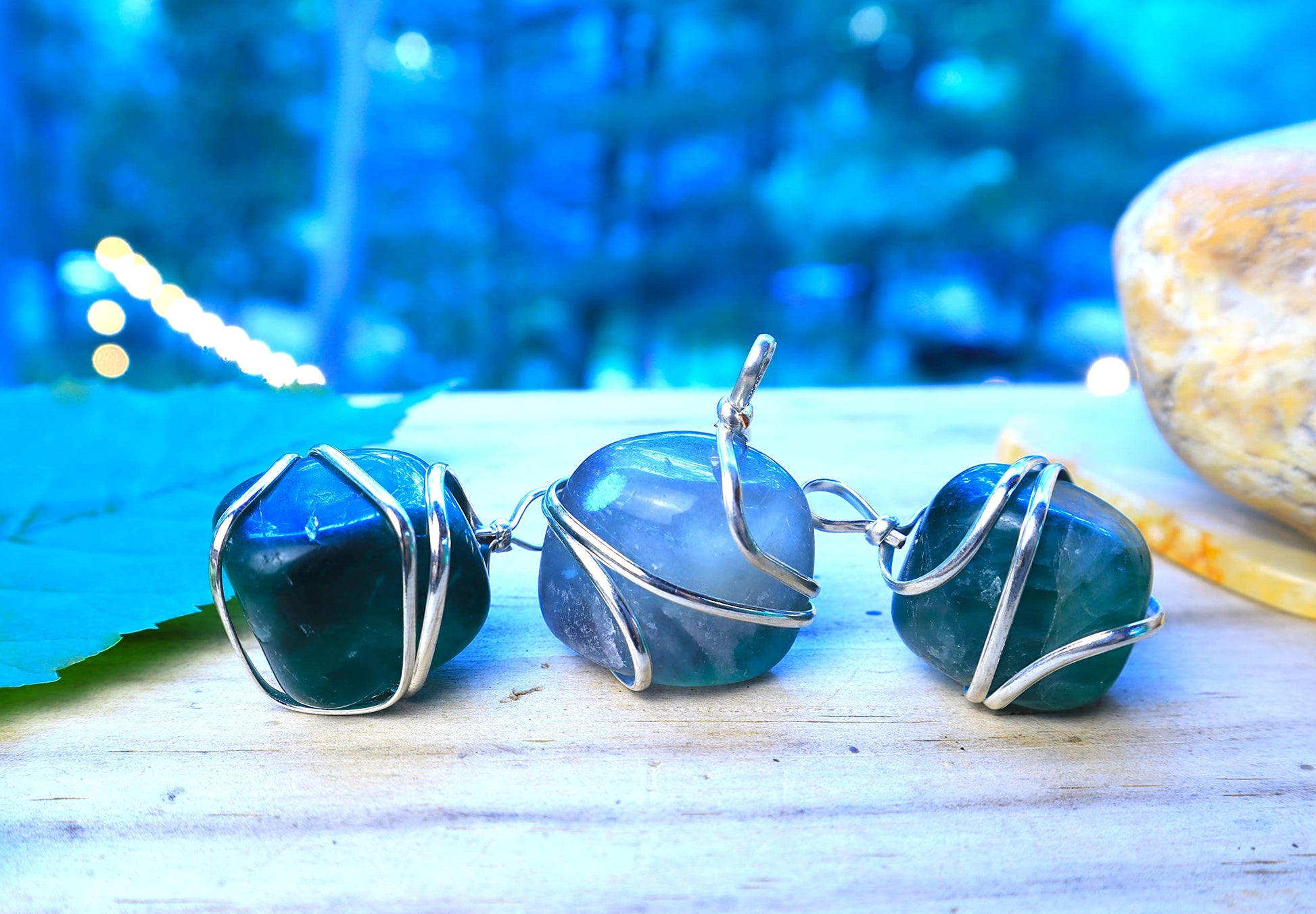 Shelf and Stone Rainbow Fluorite Wire Wrapped Pendant - Dark Hued Fluorite Crystal Necklace Shelf and Stone buy supplements canada