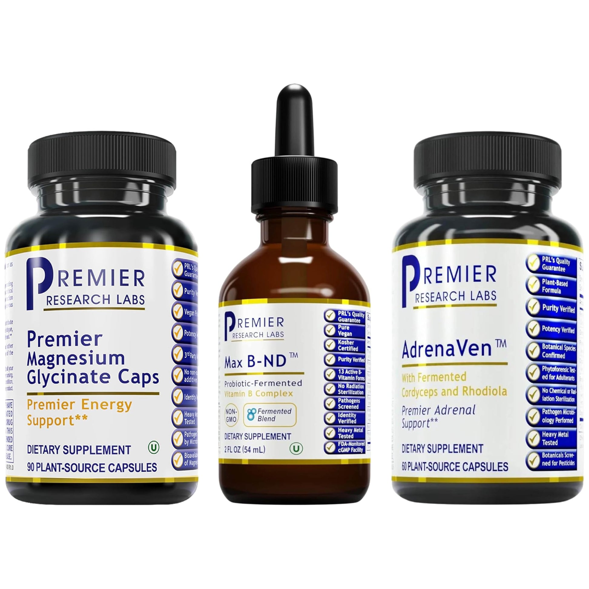 Premier Research Labs Magnesium Glycinate, Max BN-D, & AdrenaVen Supplement Bundle - Pure Magnesium, Liquid Vitamin B Complex for Liver & Brain Health, Adrenal Support for Women & Men - Pack of 3 Premier Research Labs buy supplements canada