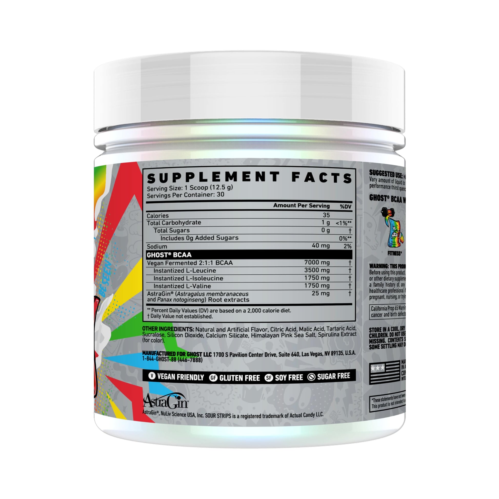 GHOST BCAA Powder Amino Acids Supplement, Sour Strips - 30 Servings - Sugar-Free Intra, Post & Pre Workout Amino Powder GHOST buy supplements canada