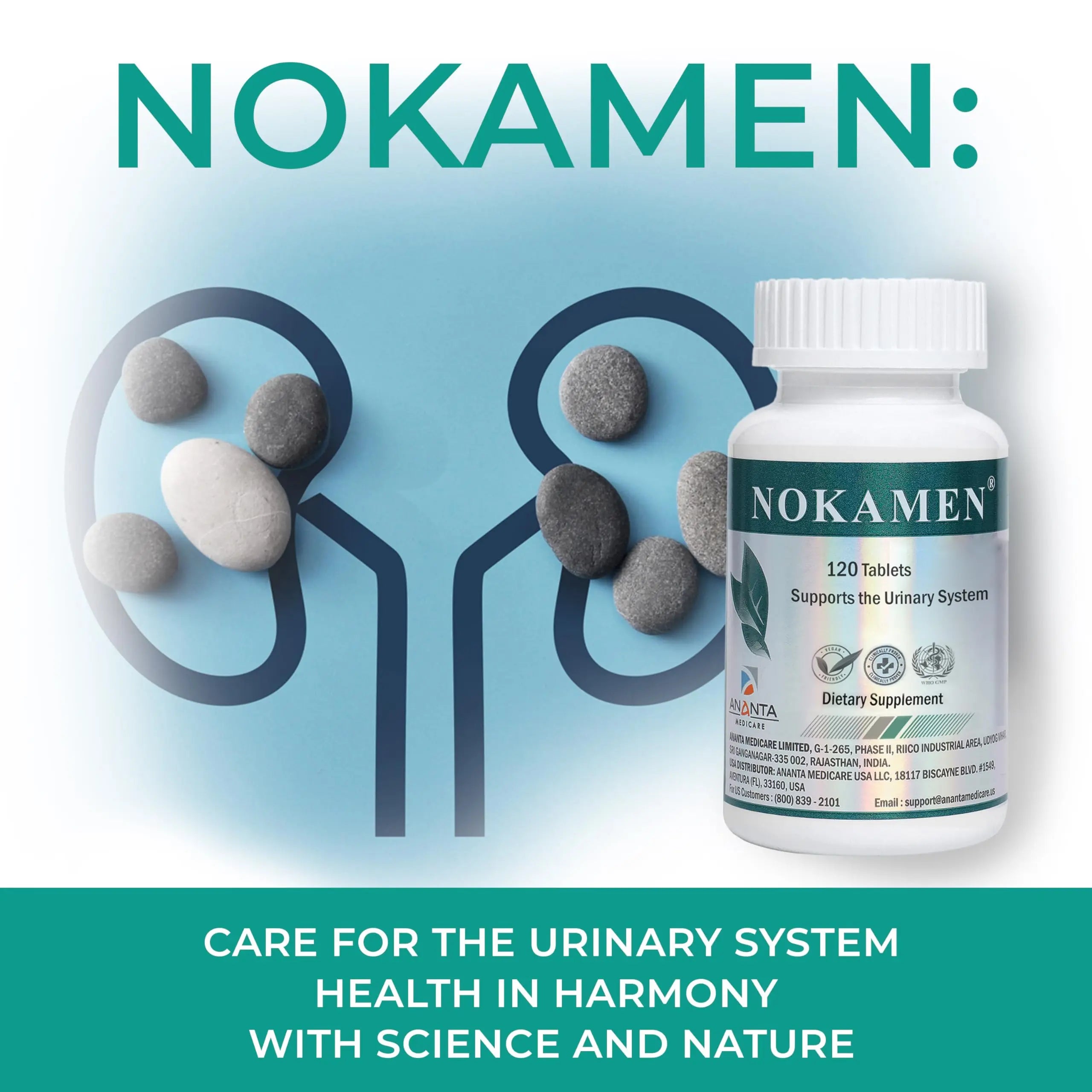 Ananta Medicare USA NOKAMEN – Kidney & Urinary Tract Support Herbal Formula, 120 Tabs Ananta Medicare USA buy supplements canada